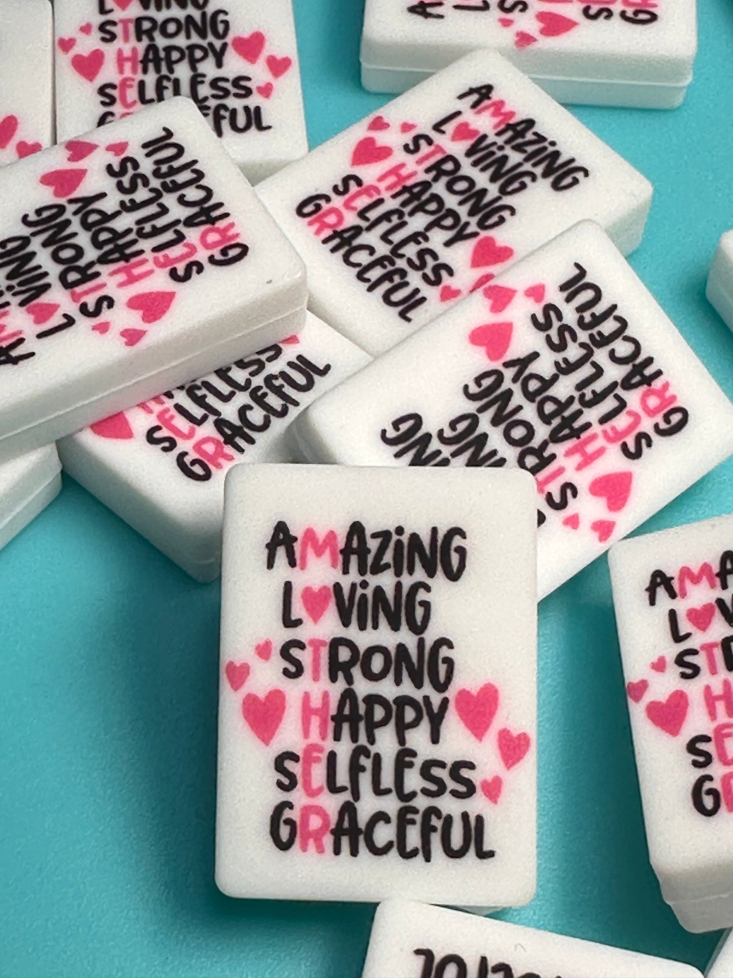 Mom/ mama Focal Bead/ for beadable pen/ Silicone bead/keychain bead/ rectangle shaped/ Mothers Day/ Blessed mama