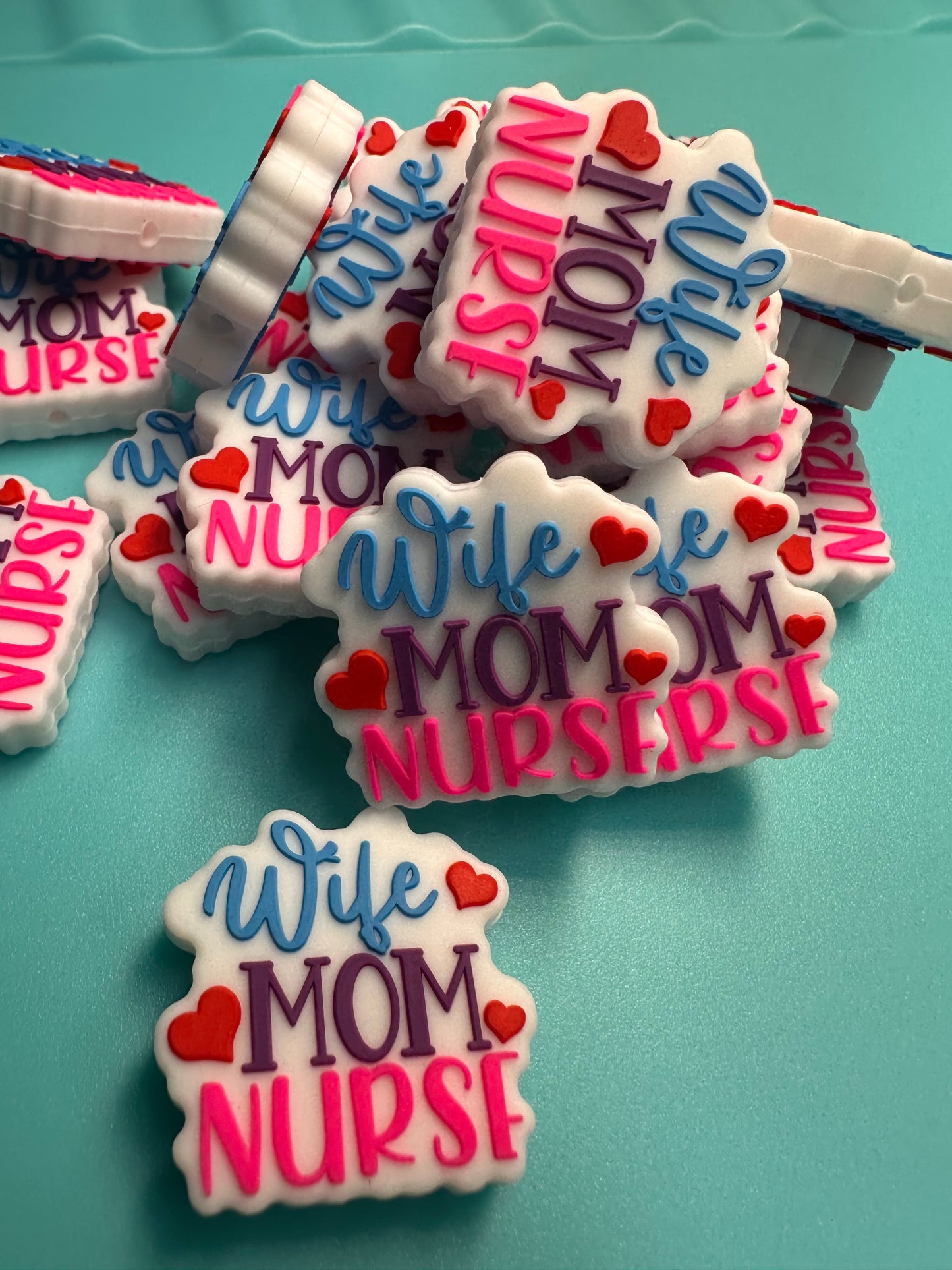 Wife mom nurse bead/ mama Focal Bead/ for beadable pen/ Silicone bead/keychain bead/ Mothers Day/ Blessed mama/ mom