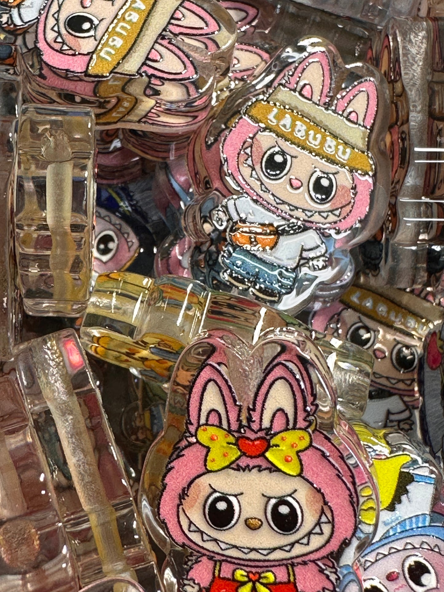 Labubu monster acrylic beads/Five (5) pendants included / keychain DIY/pen beads