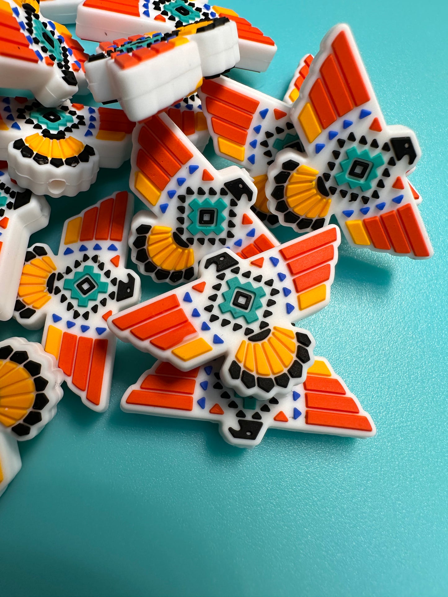 Western Aztec Eagle Focal Bead/ beadable pen/ Silicone bead/ keychain bead/Navajo