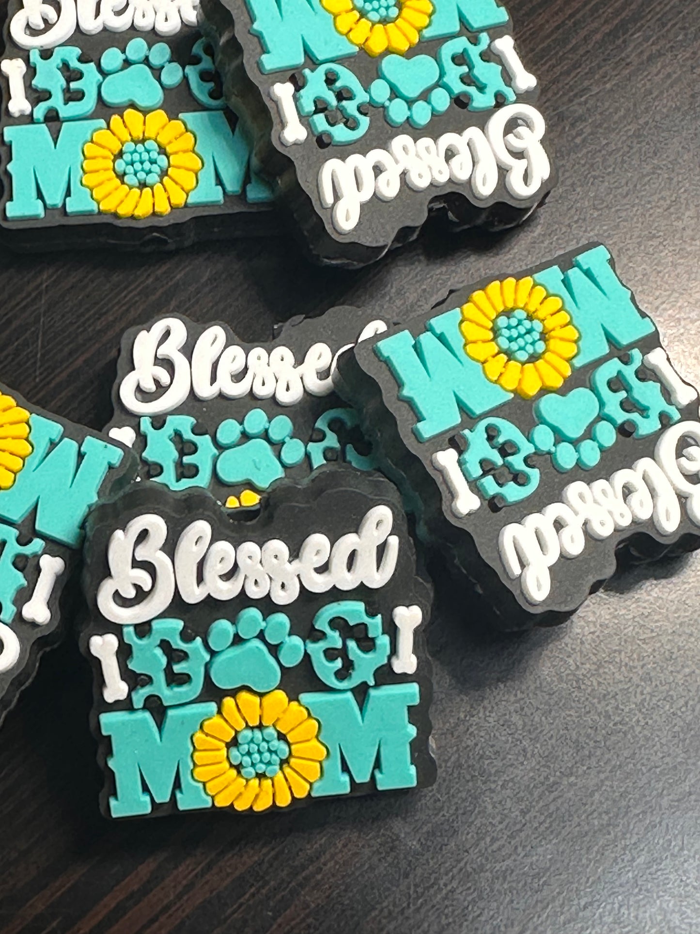Blessed Dog Mom beads/ Focal Bead/ beadable pen/ Silicone bead/ keychain bead/ pet / dog/