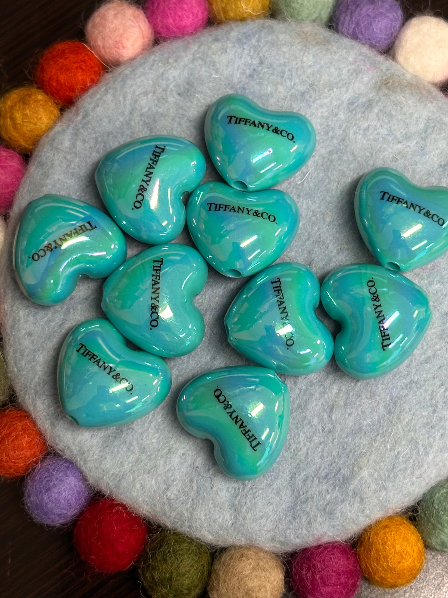Five (5) acrylic heart shaped design beads included/ jewelry Bead/ beadable pen beads/ keychain bead/ DIY/