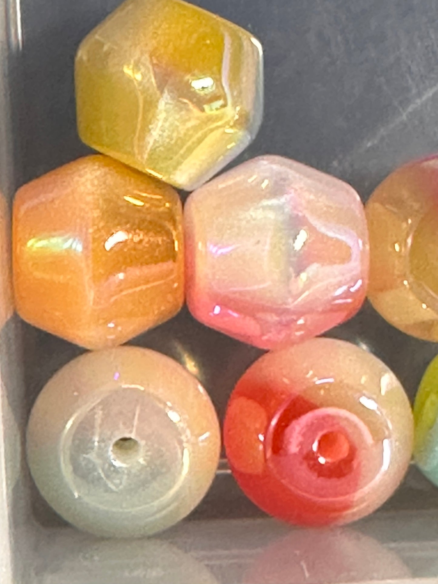 Ten (10) acrylic assorted random color rhombus shaped beads included/ jewelry Bead/ beadable pen beads/ keychain bead/ DIY/ shiny unique shaped/ UV coated