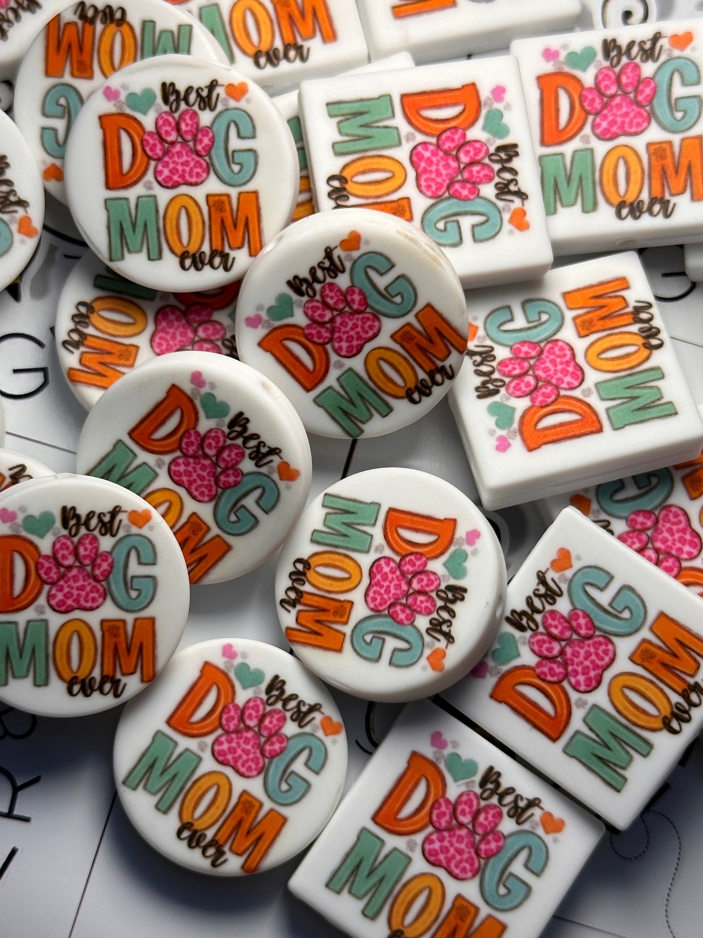 Round Dog Mom Focal Bead