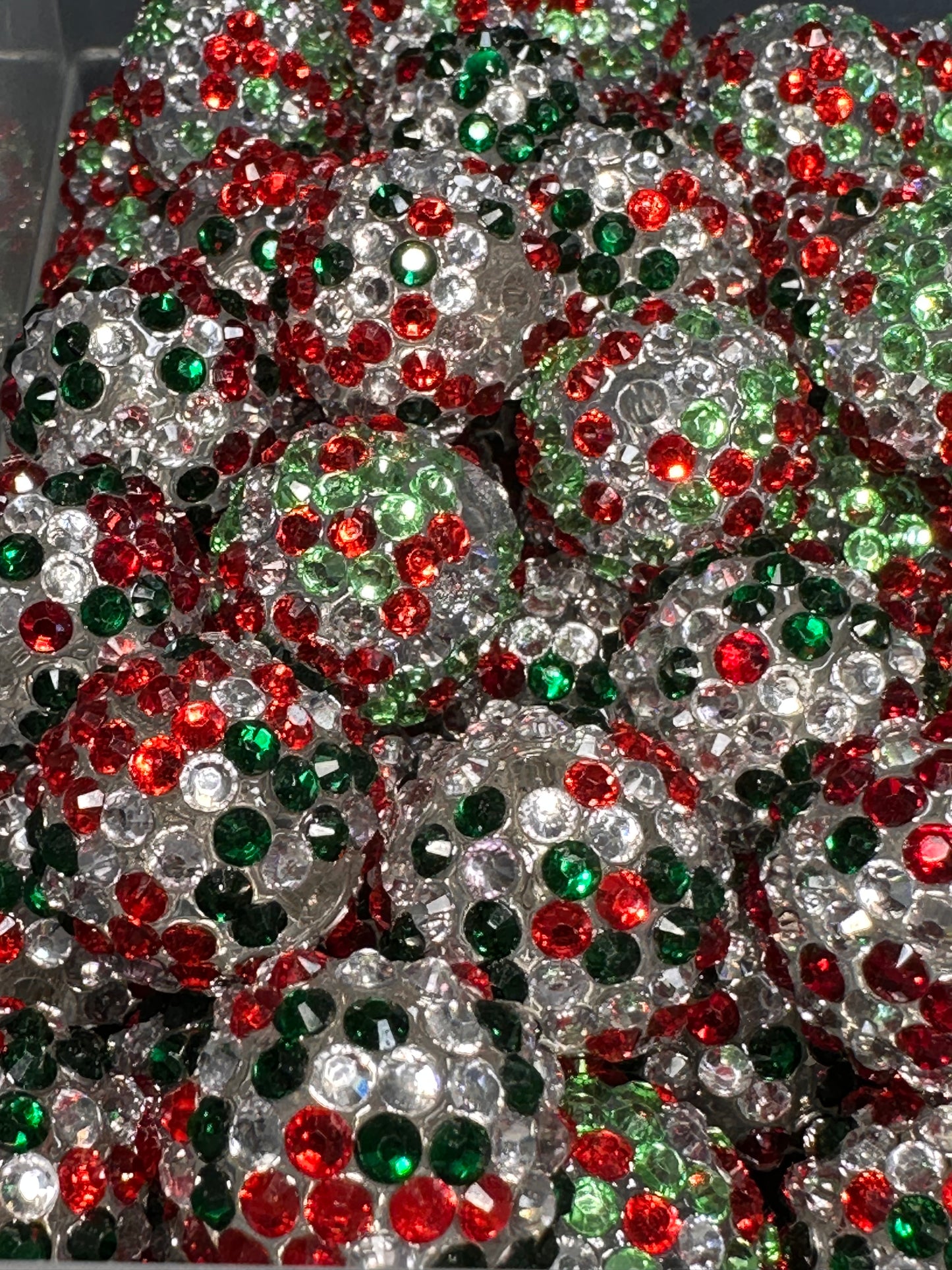 Five (5) Christmas rhinestone beads included/fancy Bead/ beadable pen/ keychain bead/ pastel beads/assorted colors/20mm