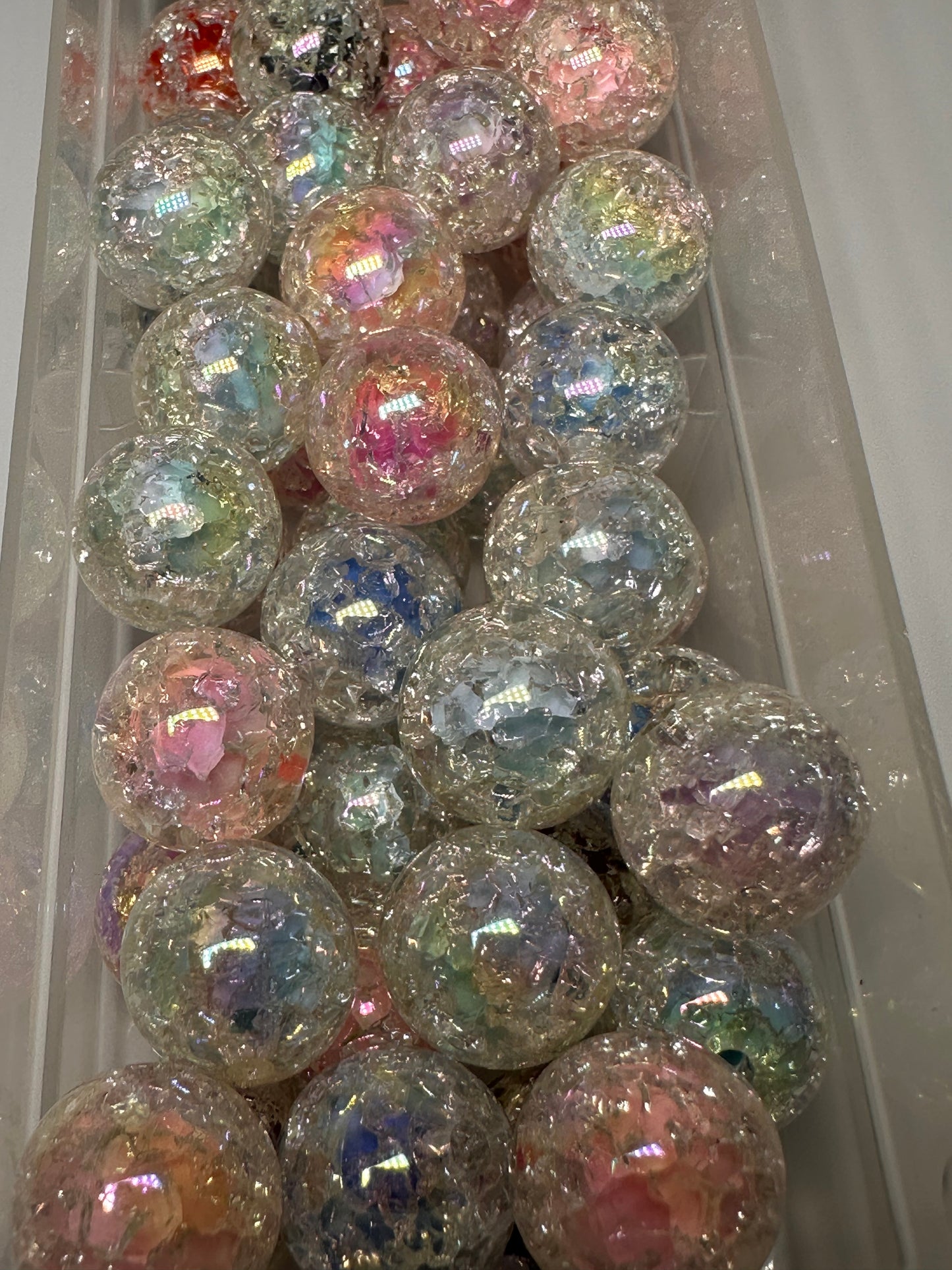 Double Crackle beads/Ten (10) beads / jewelry Beads/ beadable pen/ keychain bead/ acrylic/ 16mm
