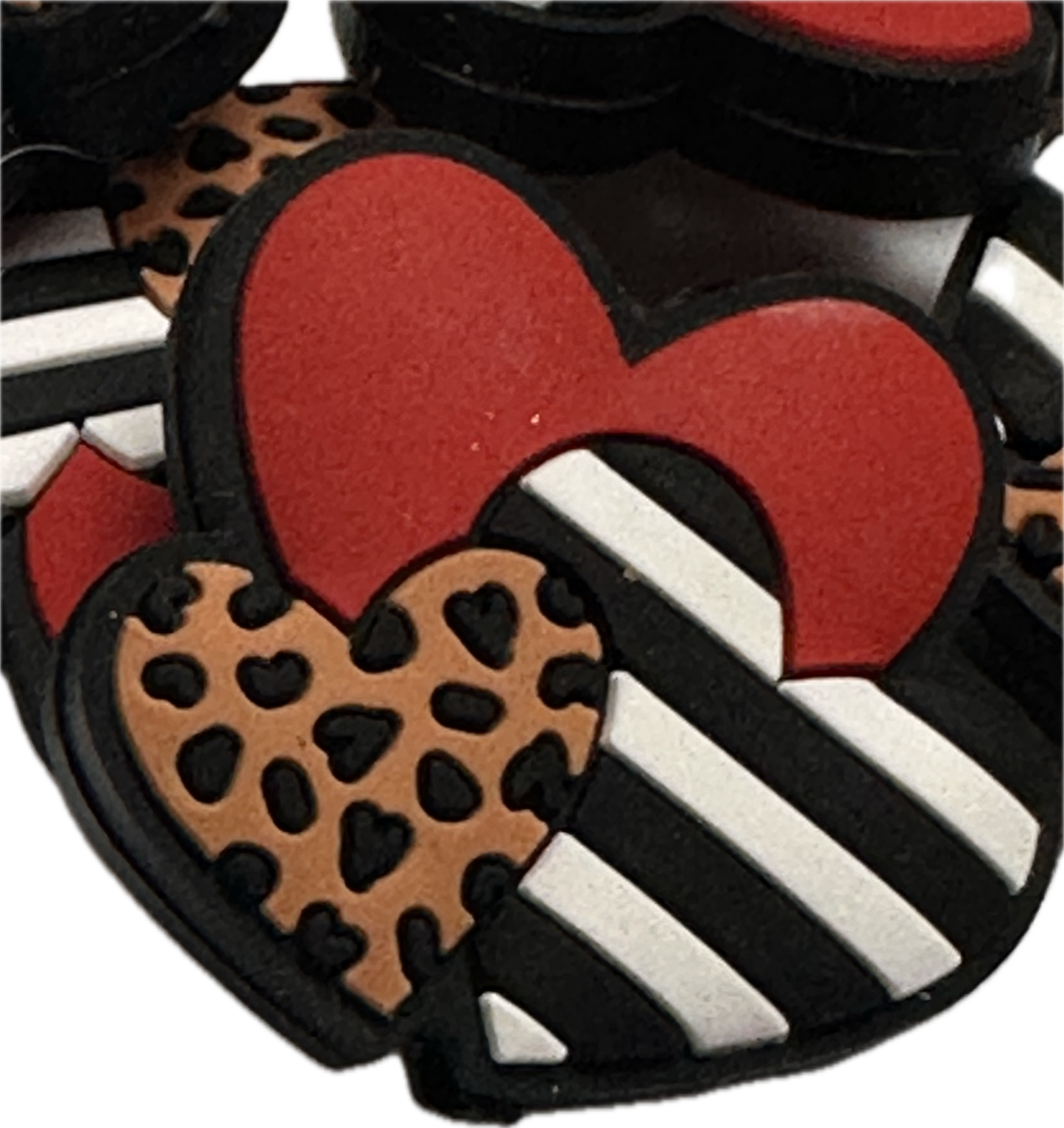 Triple leopard print Heart beads/ beadable pen/ Silicone bead/ keychain bead/Valentines Day hearts/#2