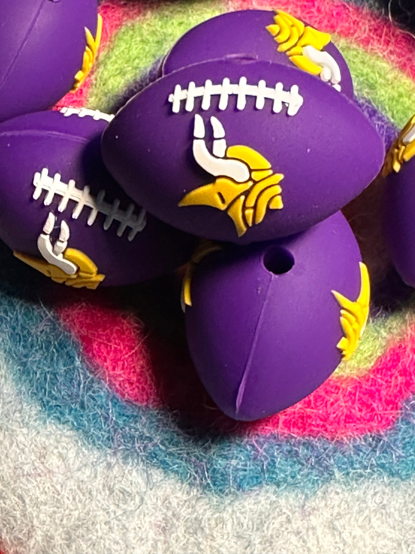 3D Minnesota Vikings focal bead design / football shaped