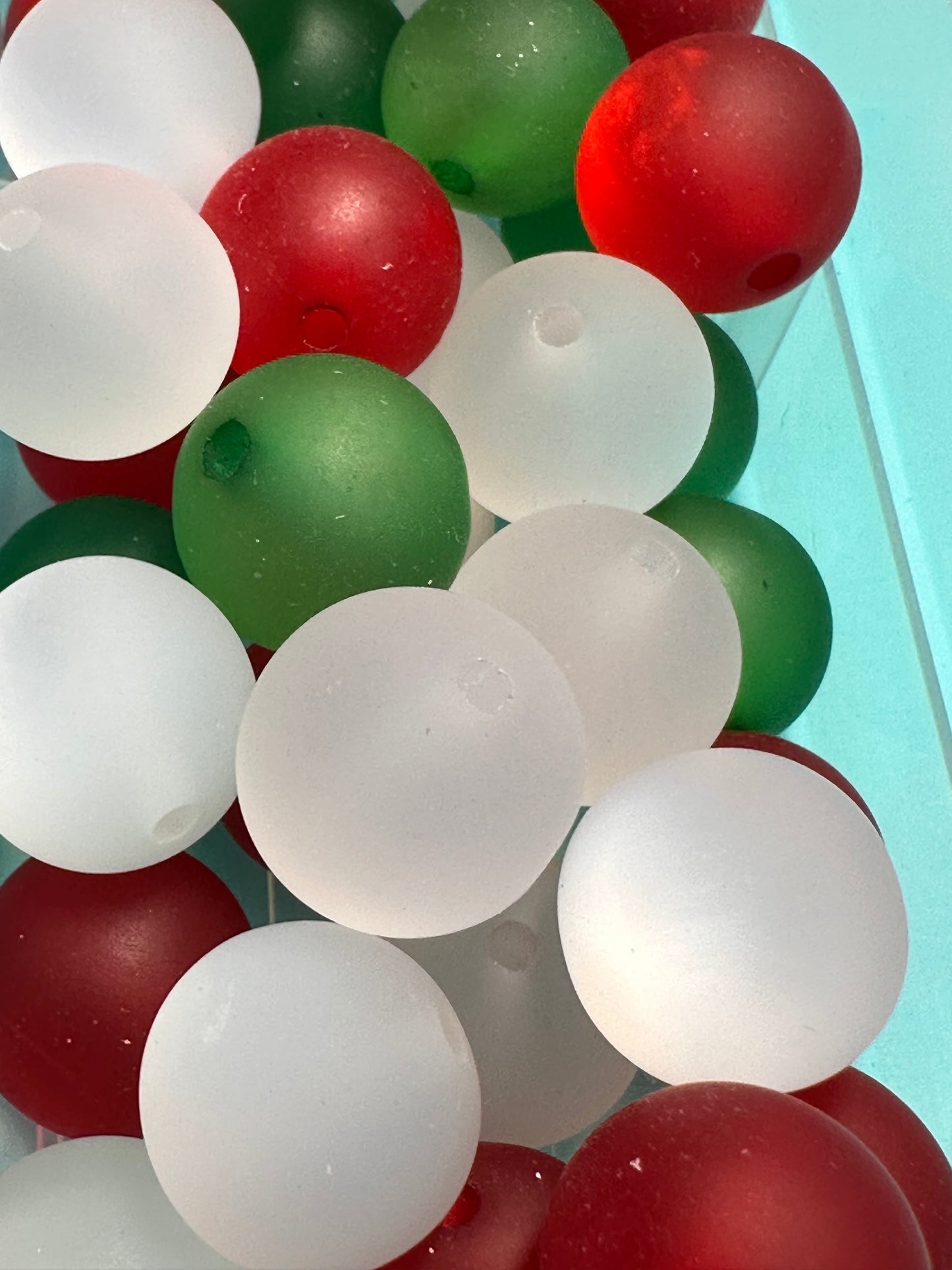 Acrylic red, green, and white beads included/ Bead/ beadable pen/ keychain bead/ Christmas bead/ Ten (10) beads