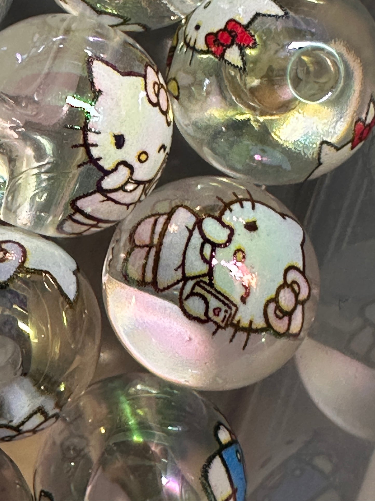 Ten (10) clear cat beads/ round shaped beads/ pen beading beads / keychain beads/ DIY/ 16mm/ cat/