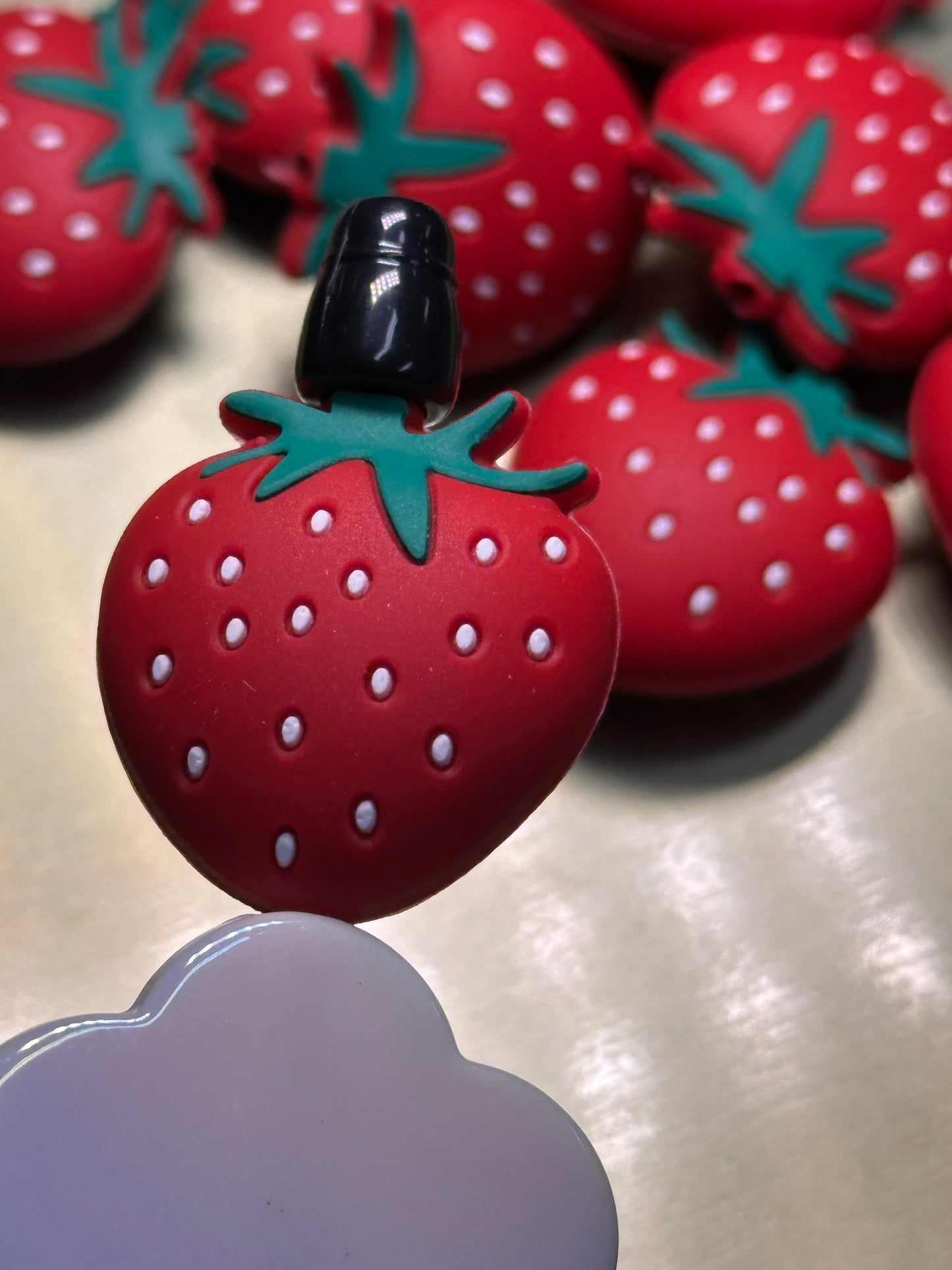 3D Strawberry focal bead/ silicone bead for pen beading/
