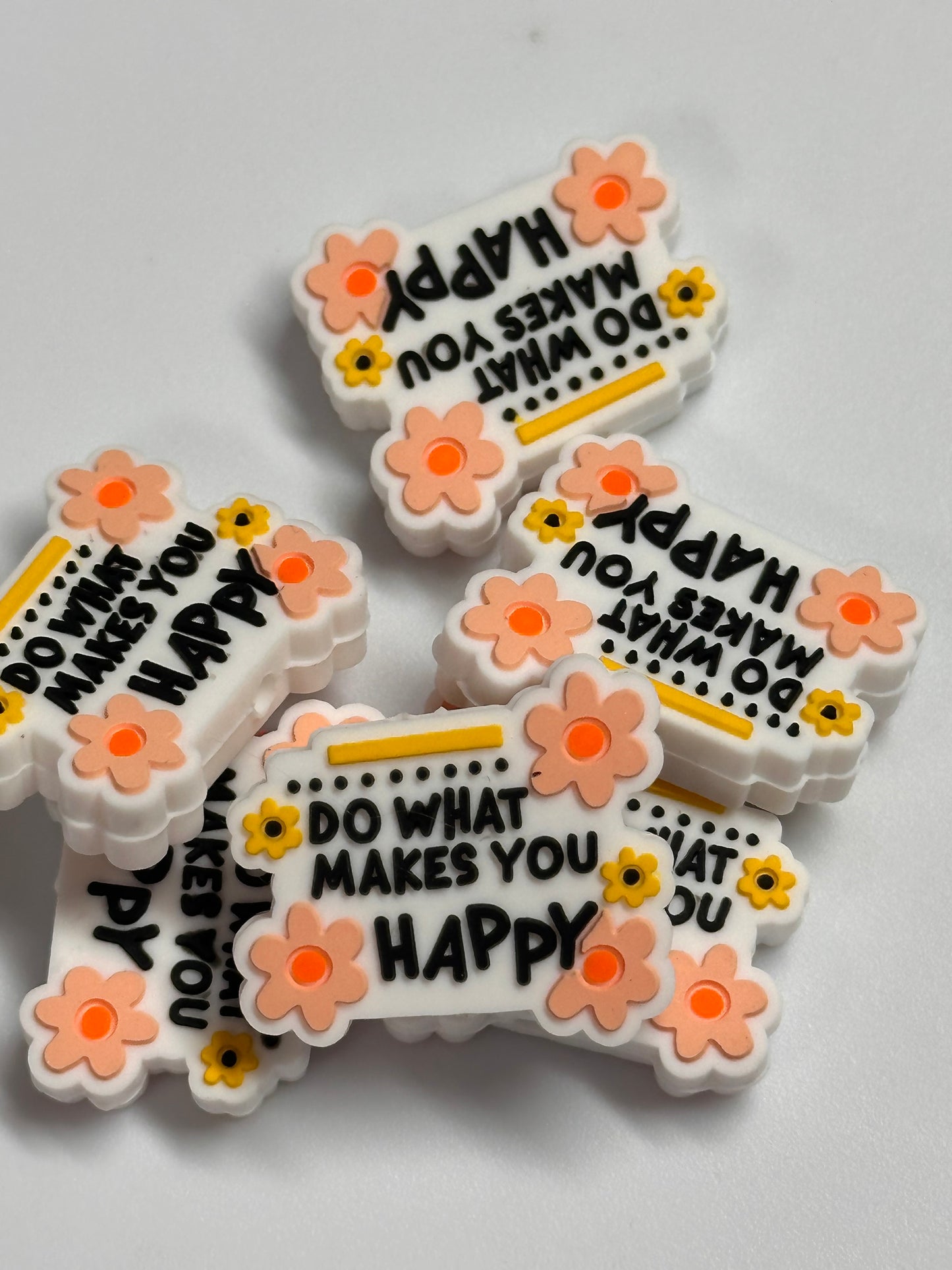 Do what makes you happy Focal Bead/ beadable pen/ Silicone bead/ keychain beads/ flowers