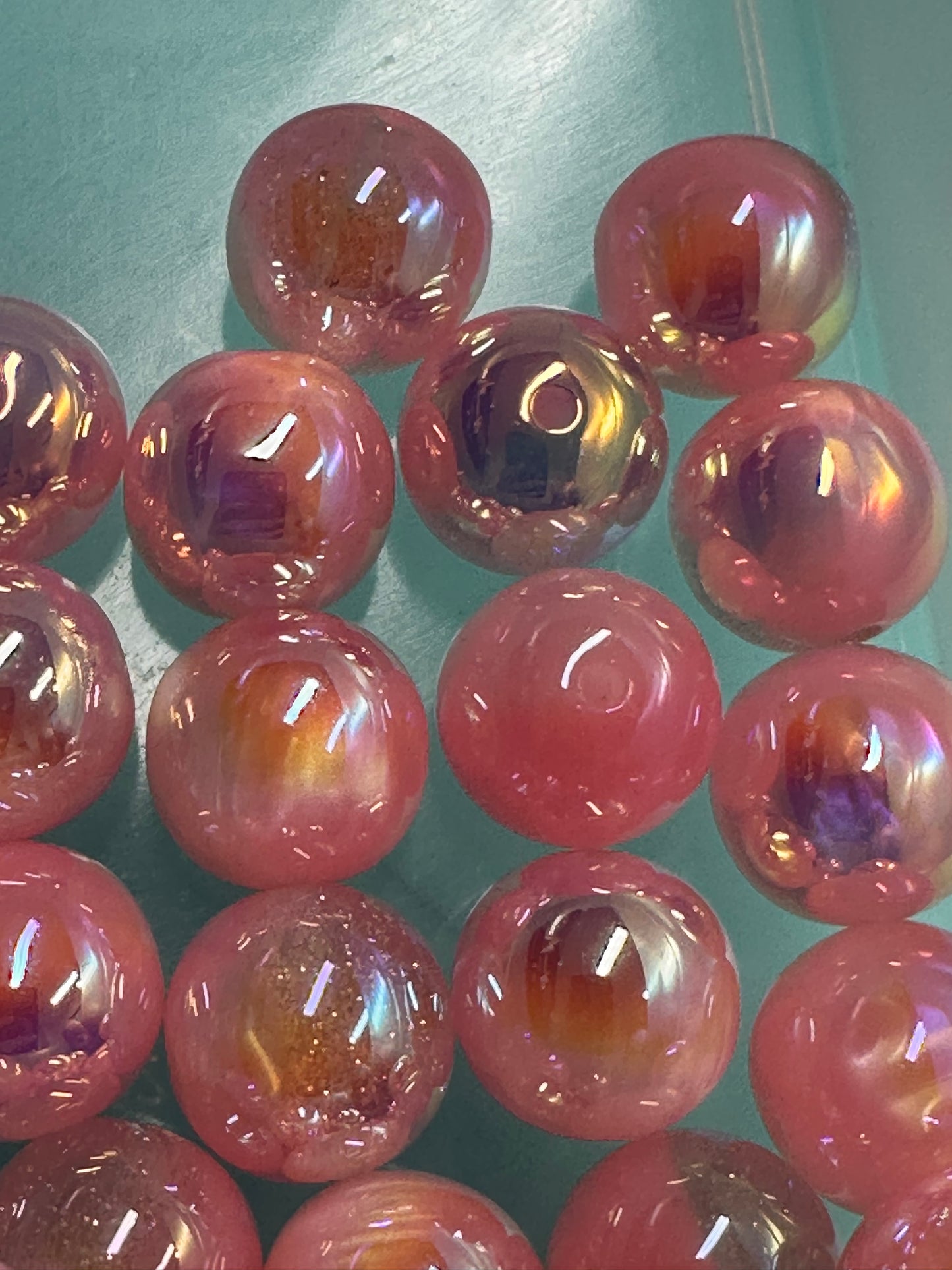 Ten (10) pink clear and solid mixed beads with glitter sparkle inside/ sparkle beads/ 16mm/pen beading beads/ bling beads/ keychain beads/ DIY