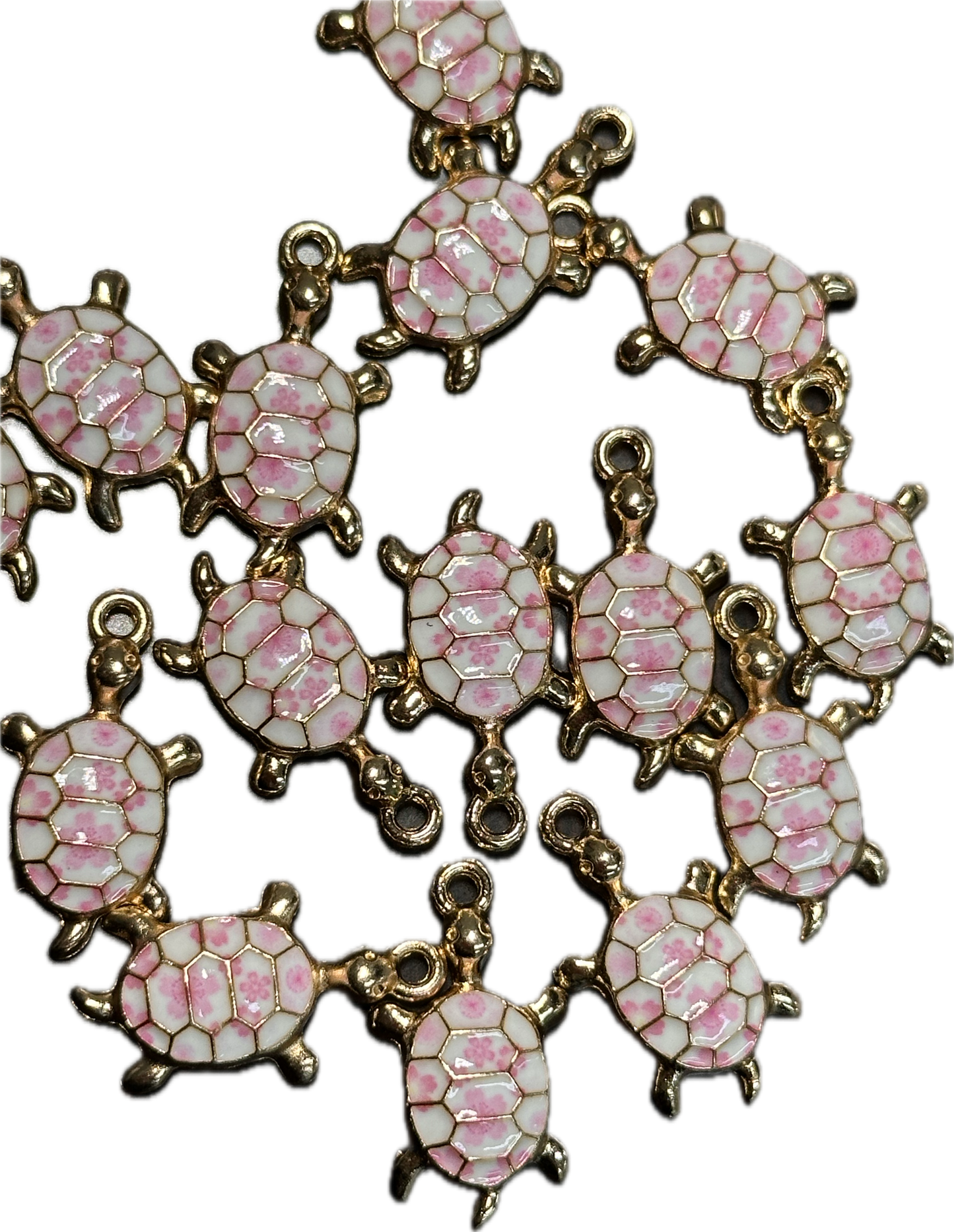 Pink enameled metal turtle charm/ DIY-earrings,necklace,charm bracelet/ sea turtle
