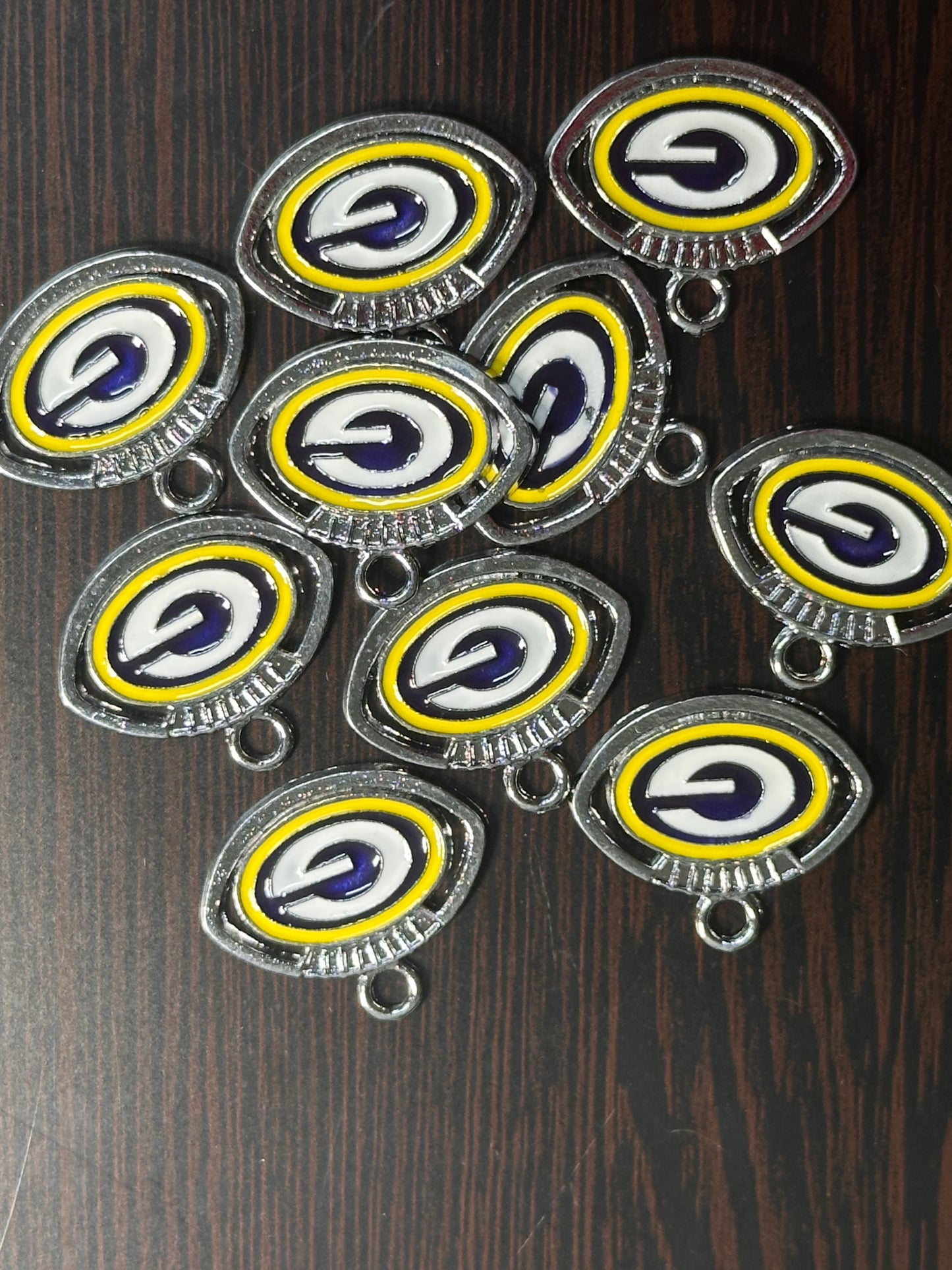 Enameled metal charms/ Green Bay Packers pendant/ DIY charm bracelet/ DIY necklace