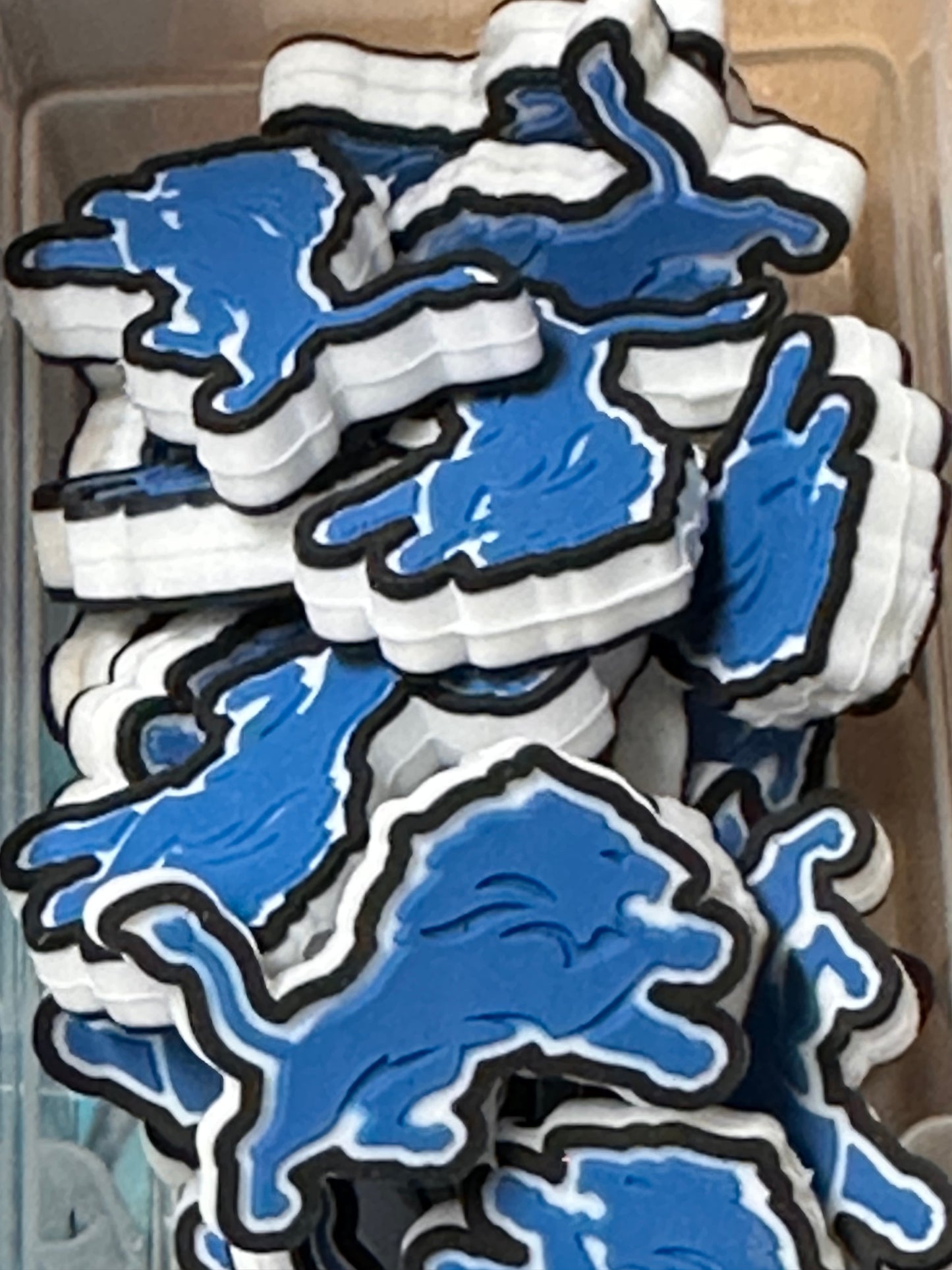 Detroit Lions focal bead/ football/ silicone bead for DIY /Lion blue