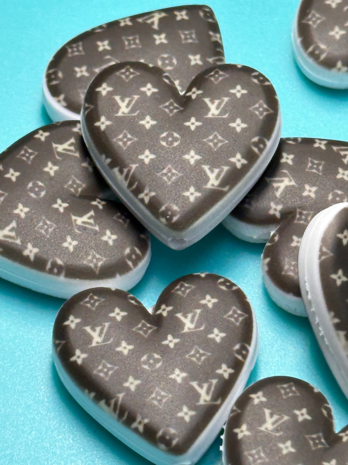 Heart shaped silicone focal bead with designs/ pen beading/ keychain bead/ DIY/ fancy bead #1