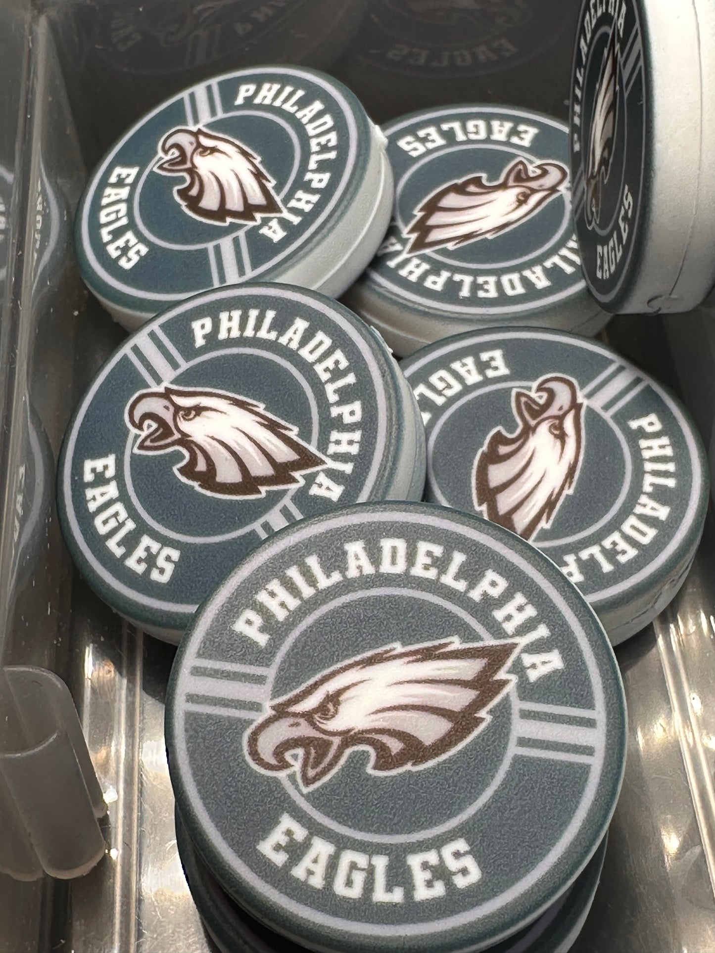 NEW Eagles focal bead/ football/ printed silicone bead