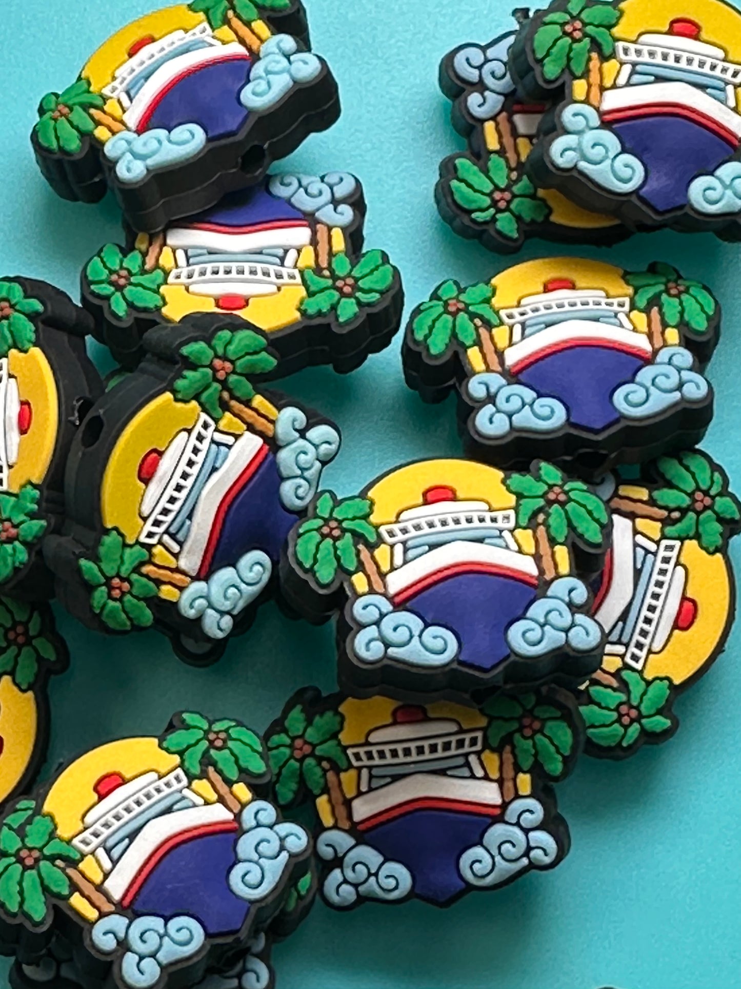 Cruise ship silicone focal bead/ vacation/ boat/