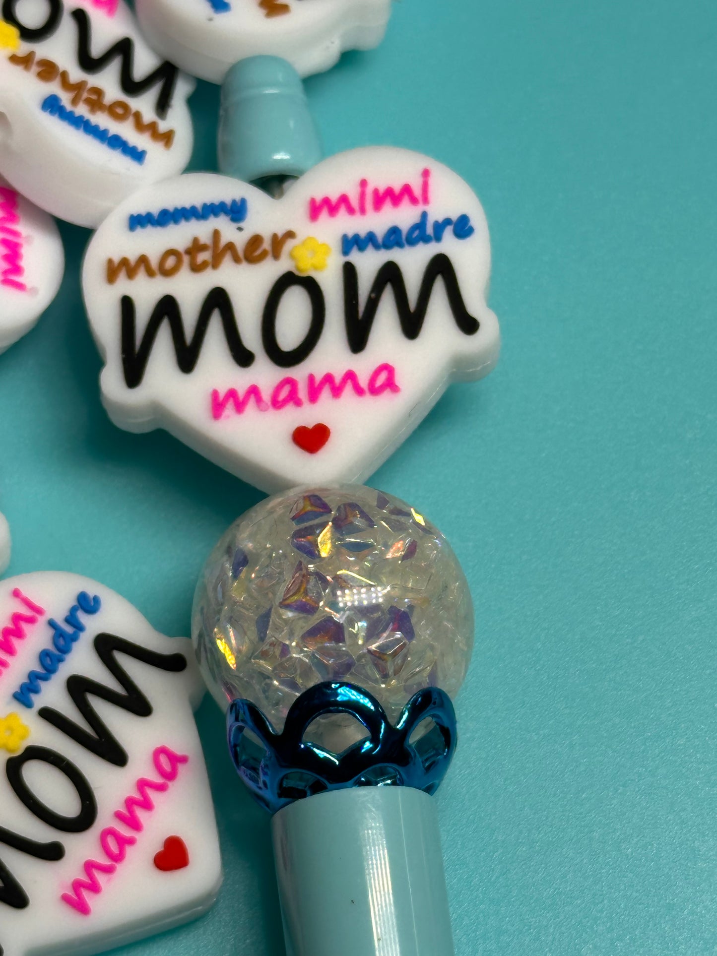 Mom/ mama Focal Bead/ for beadable pen/ Silicone bead/keychain bead/ Mothers Day/ Blessed mama/ Valentines Day