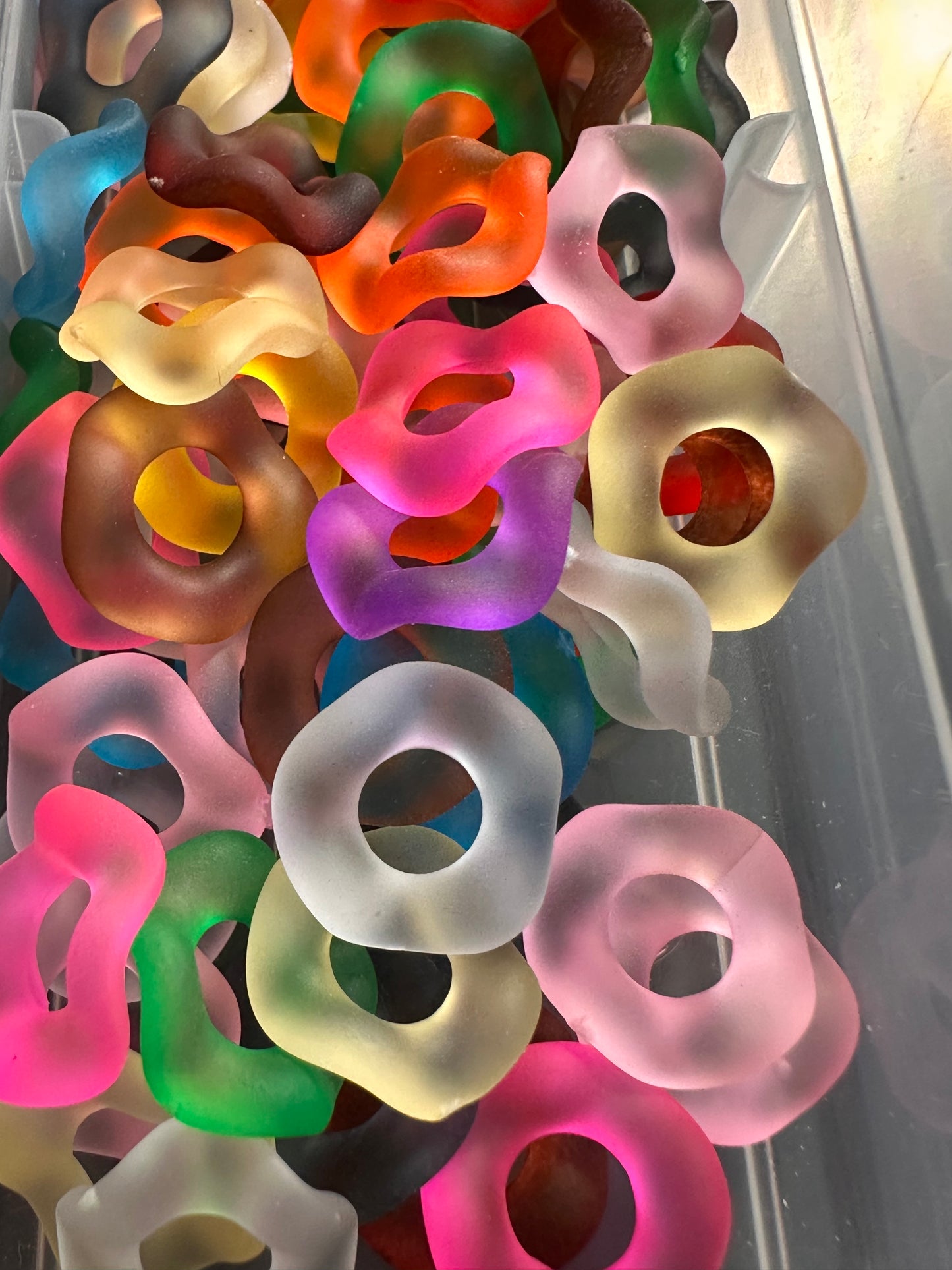 Acrylic wavy translucent frosted spacer beads/ jewelry spacer/ beadable pen beads/ keychain bead/ DIY/ approximately 16mm/ large hole