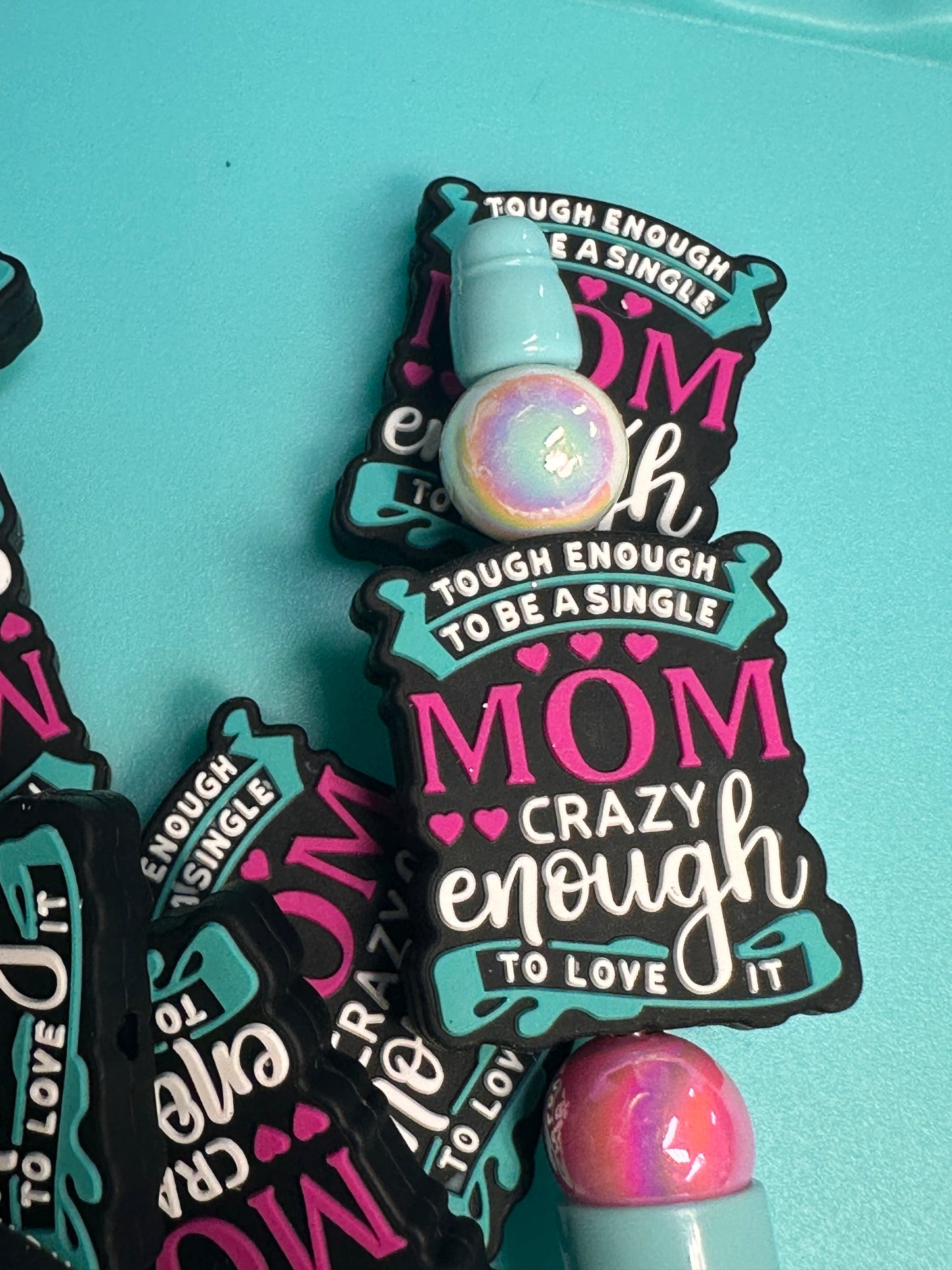 Single mom life/ Mommy/ mama Focal Bead/ for beadable pen/ Silicone bead/keychain bead/ Mothers Day/ Blessed mama/ mom