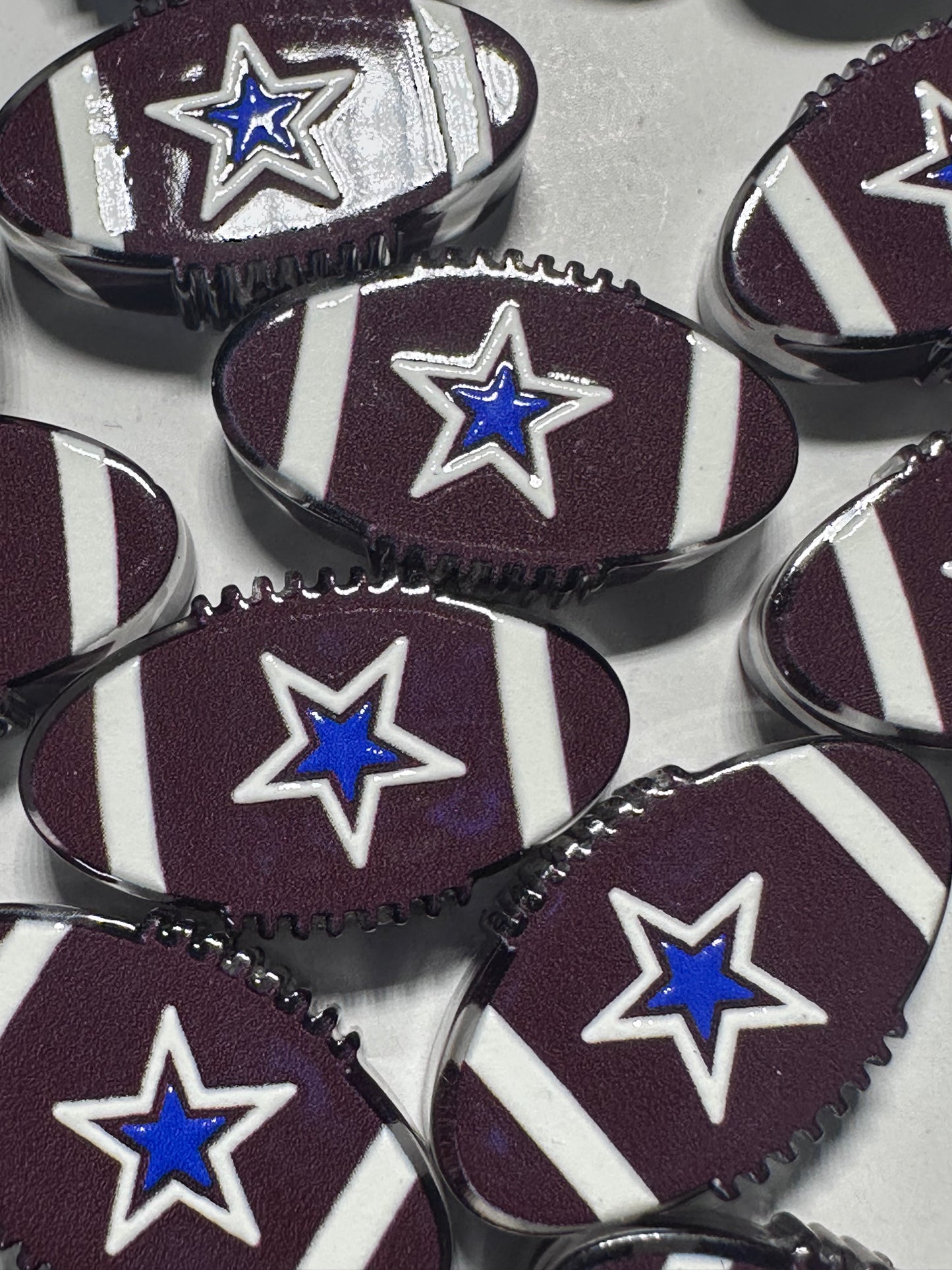 Star Cowboy / football shaped acrylic focal bead- set of 2/ focal bead/ pen beading / keychain bead/ football