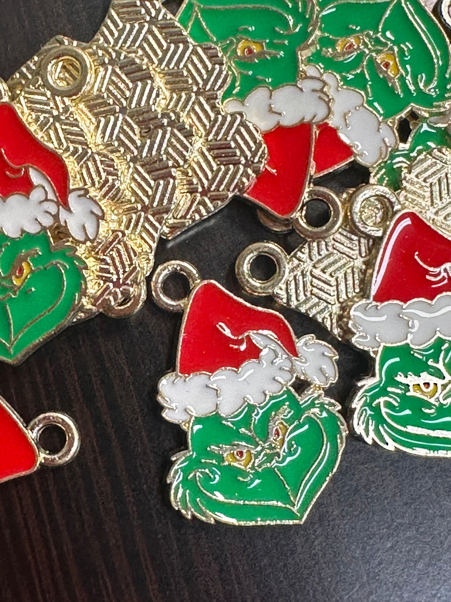 Enameled metal charms/Christmas Green Guy/ DIY charm bracelet/ DIY necklace