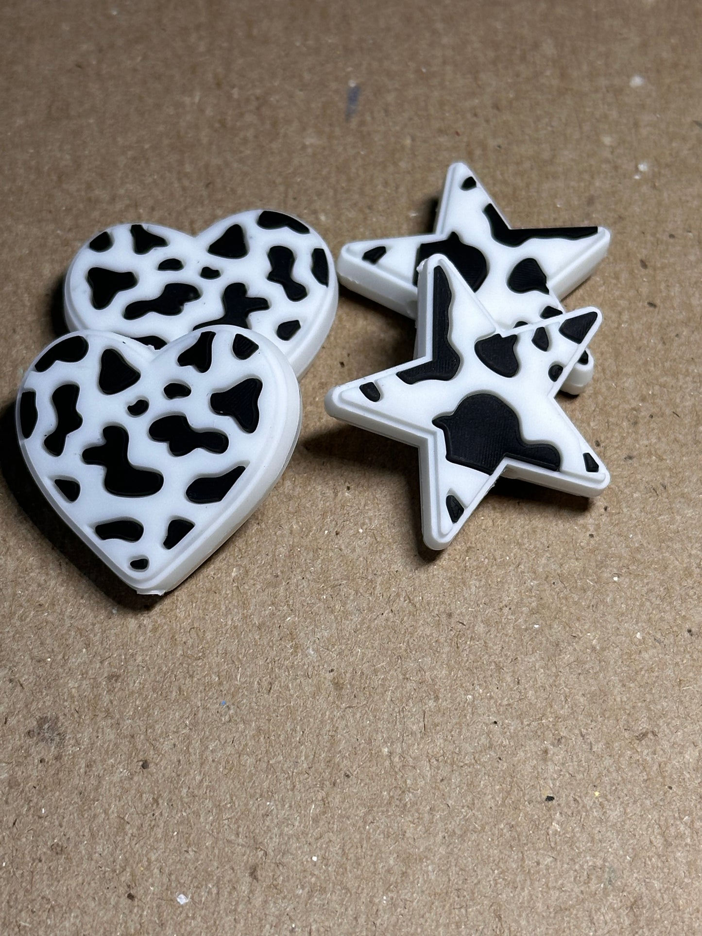 Cow print star and heart Focal Bead