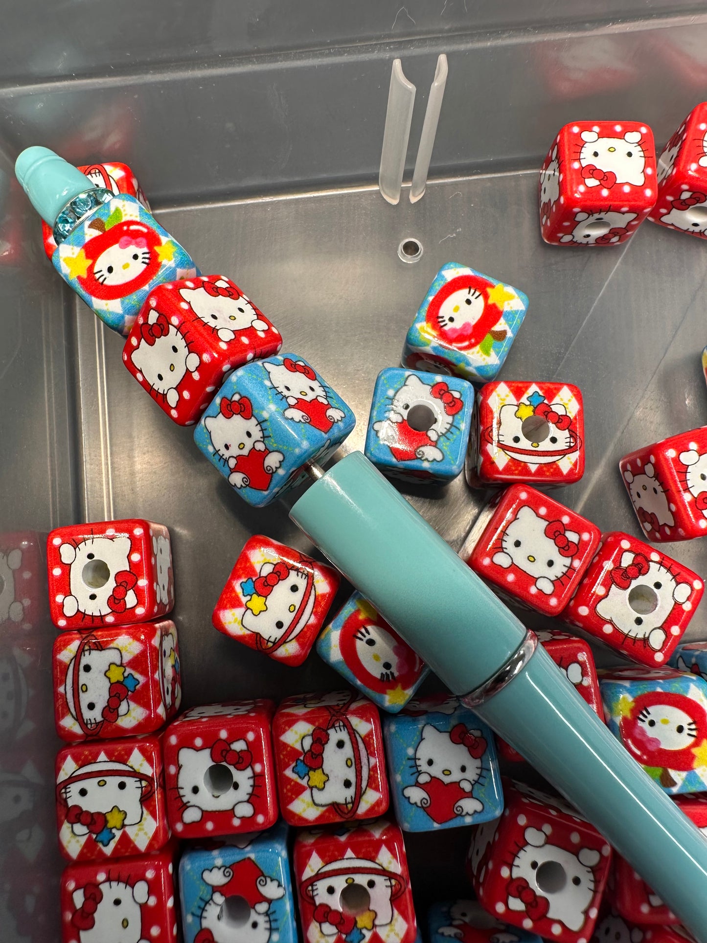 Ten (10) beads colorful cat squares/ cube shaped beads/ pen beading beads / keychain beads/ DIY/ 16mm