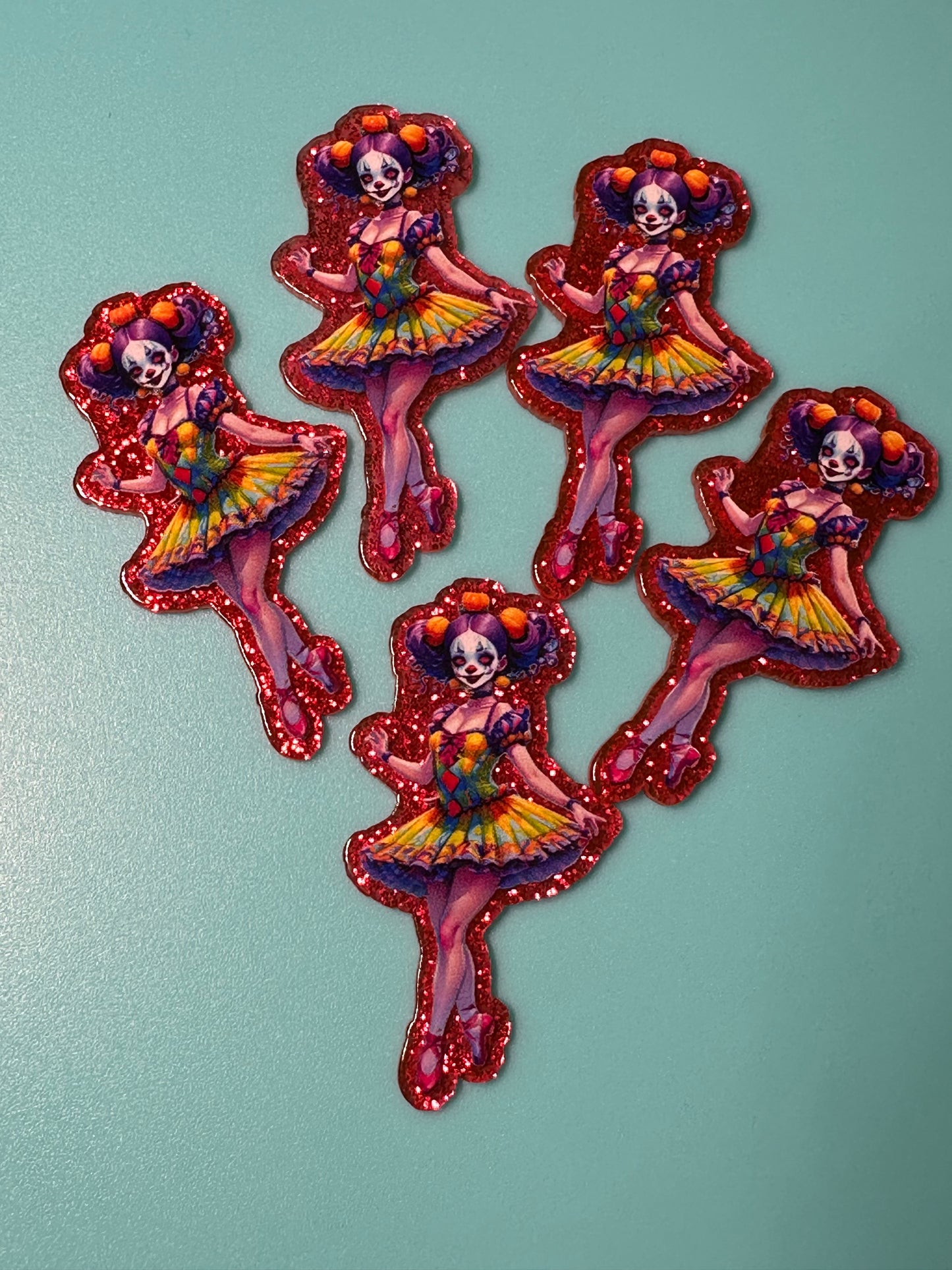 Badge Reel -ballerina clown mime-acrylic pieces/ cute print/ badge reel/ keychain