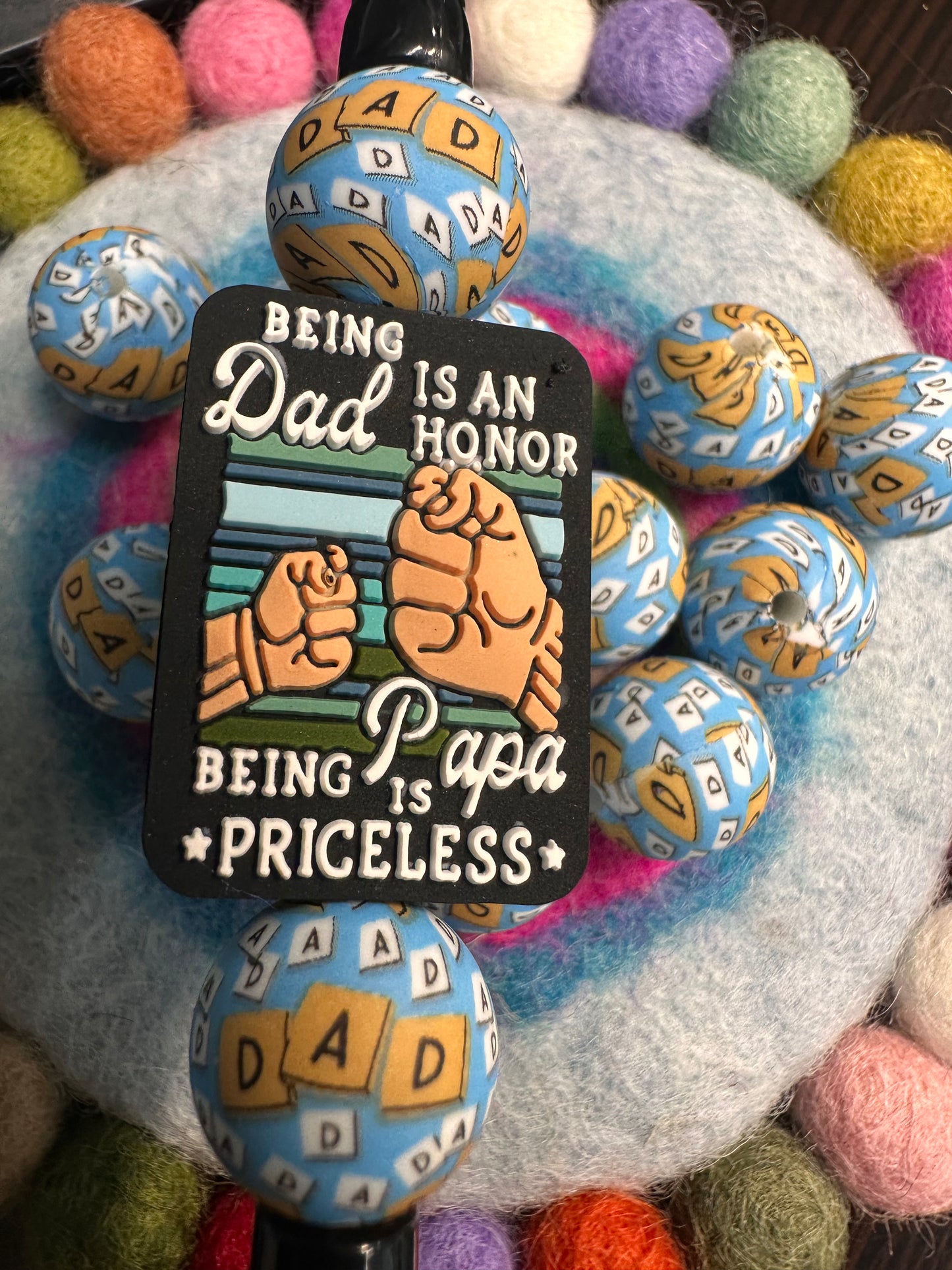 Papa Dad silicone focal bead/ Fathers Day