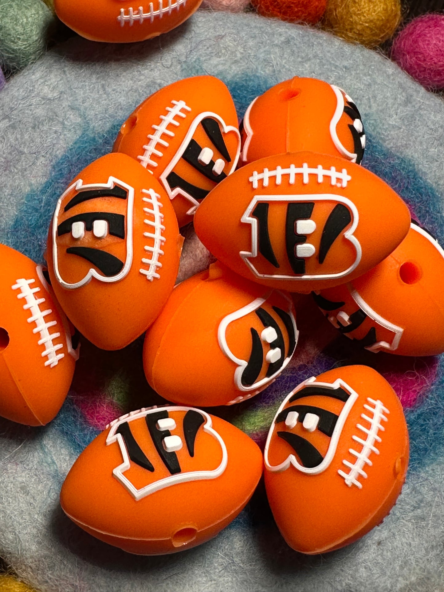 3D Cincinnati Bengals focal bead design / football shaped