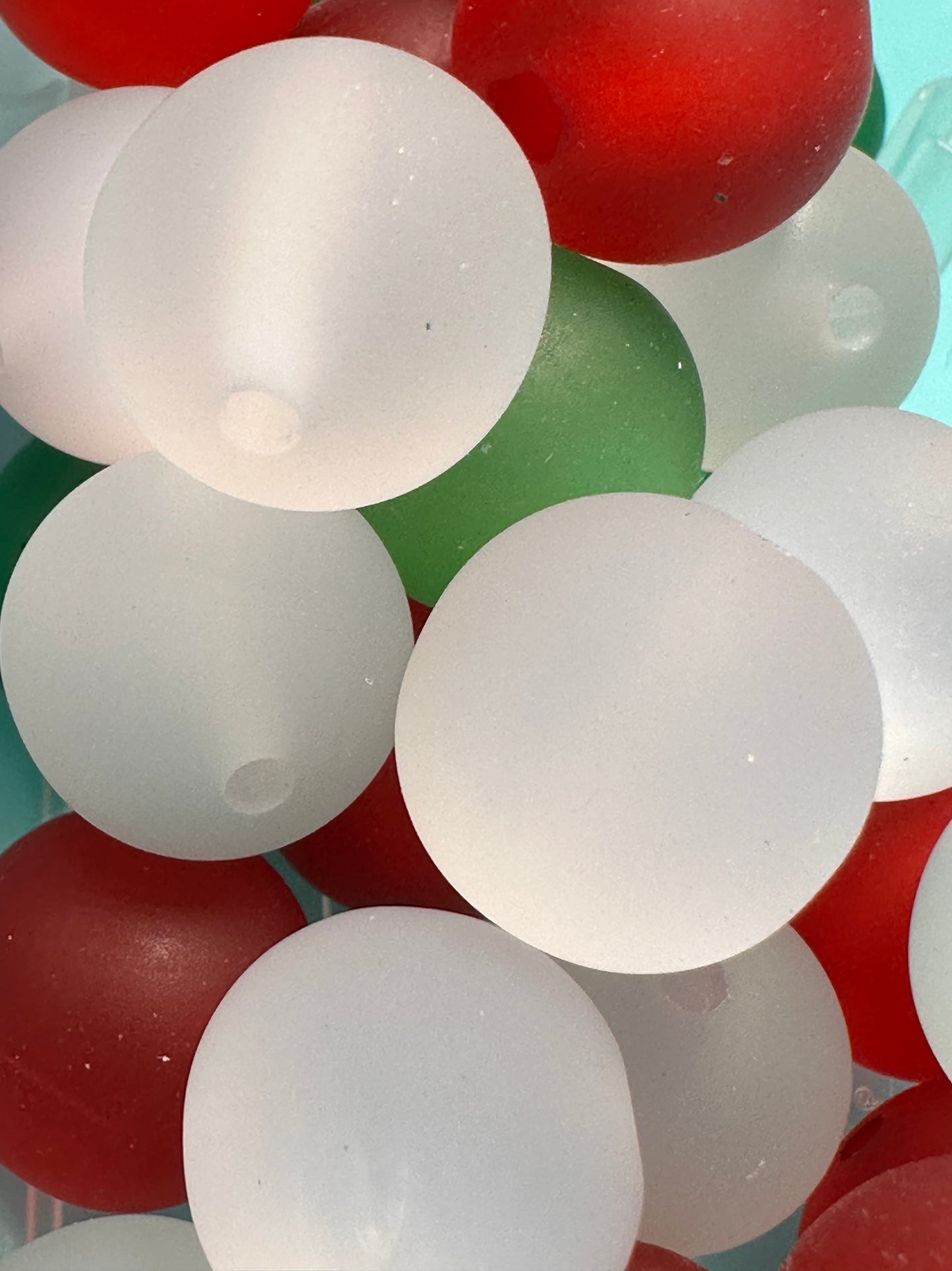 Acrylic red, green, and white beads included/ Bead/ beadable pen/ keychain bead/ Christmas bead/ Ten (10) beads