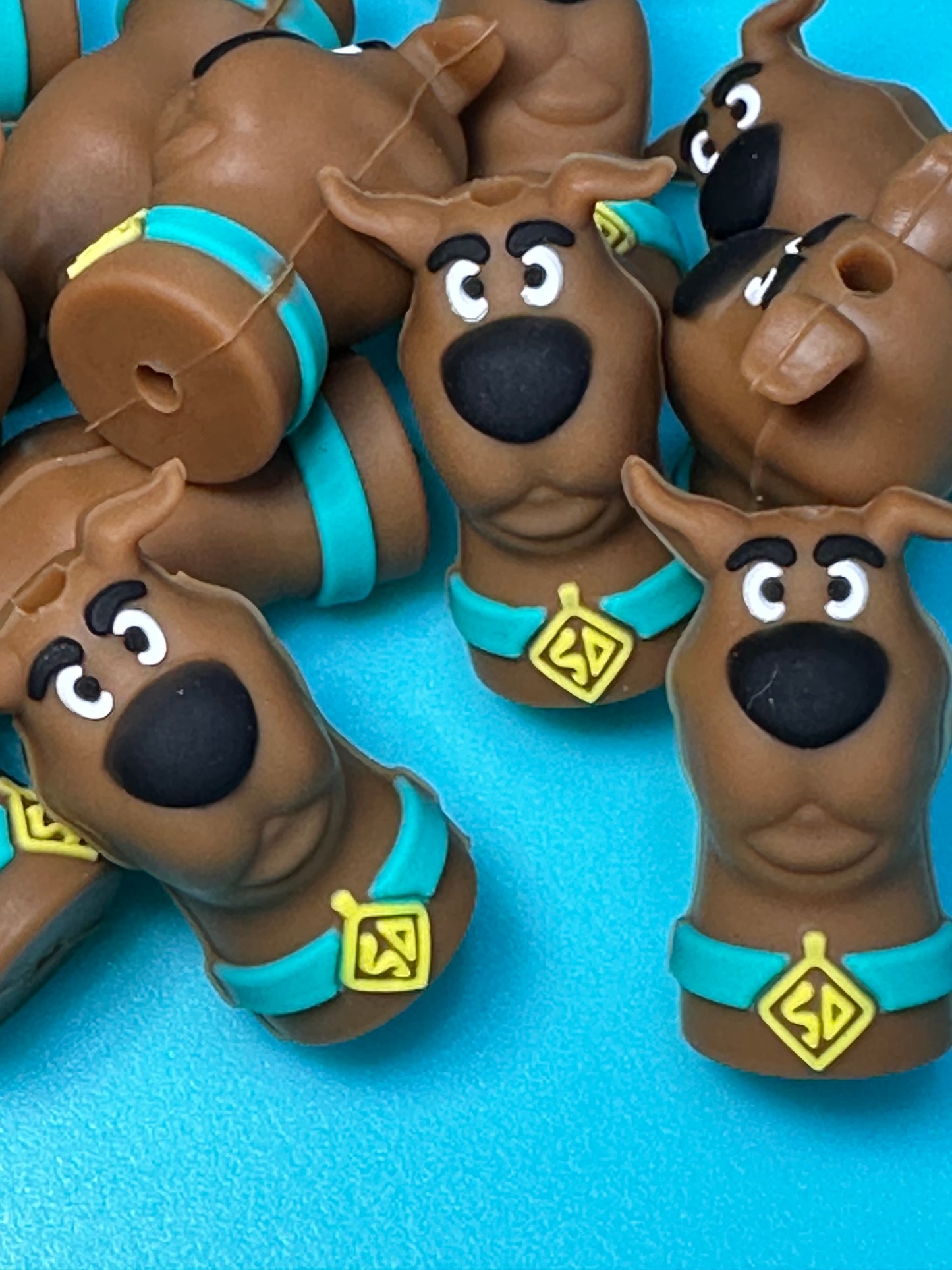 3D mystery dog silicone focal bead/