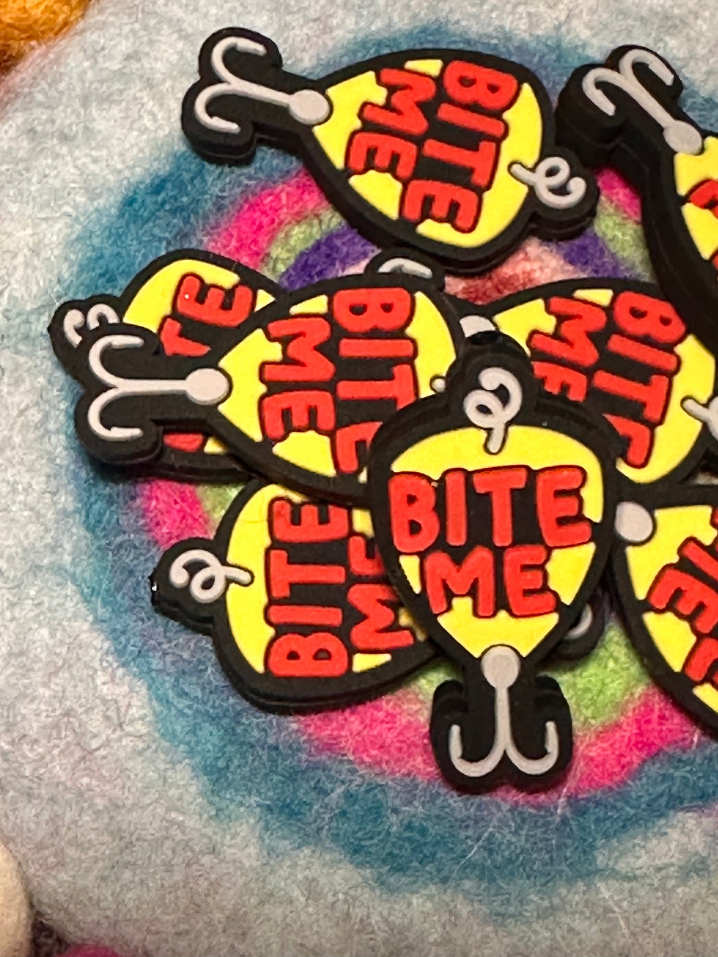 Bite me / Fishing Focal Bead/ beadable pen/ Silicone bead/ keychain bead/Fathers Day