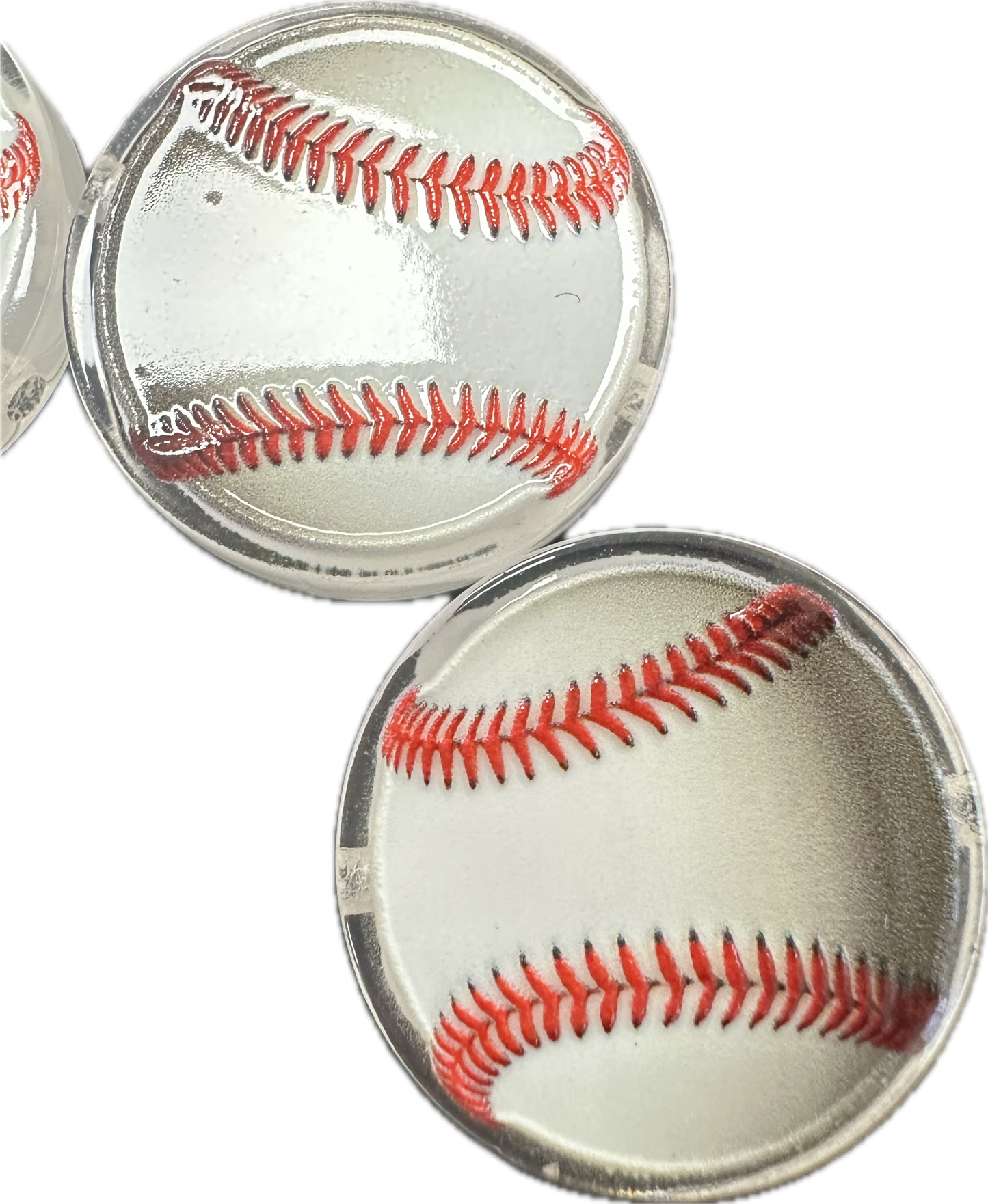 BASEBALL acrylic focal bead- set of 2/ focal bead/ pen beading / keychain bead