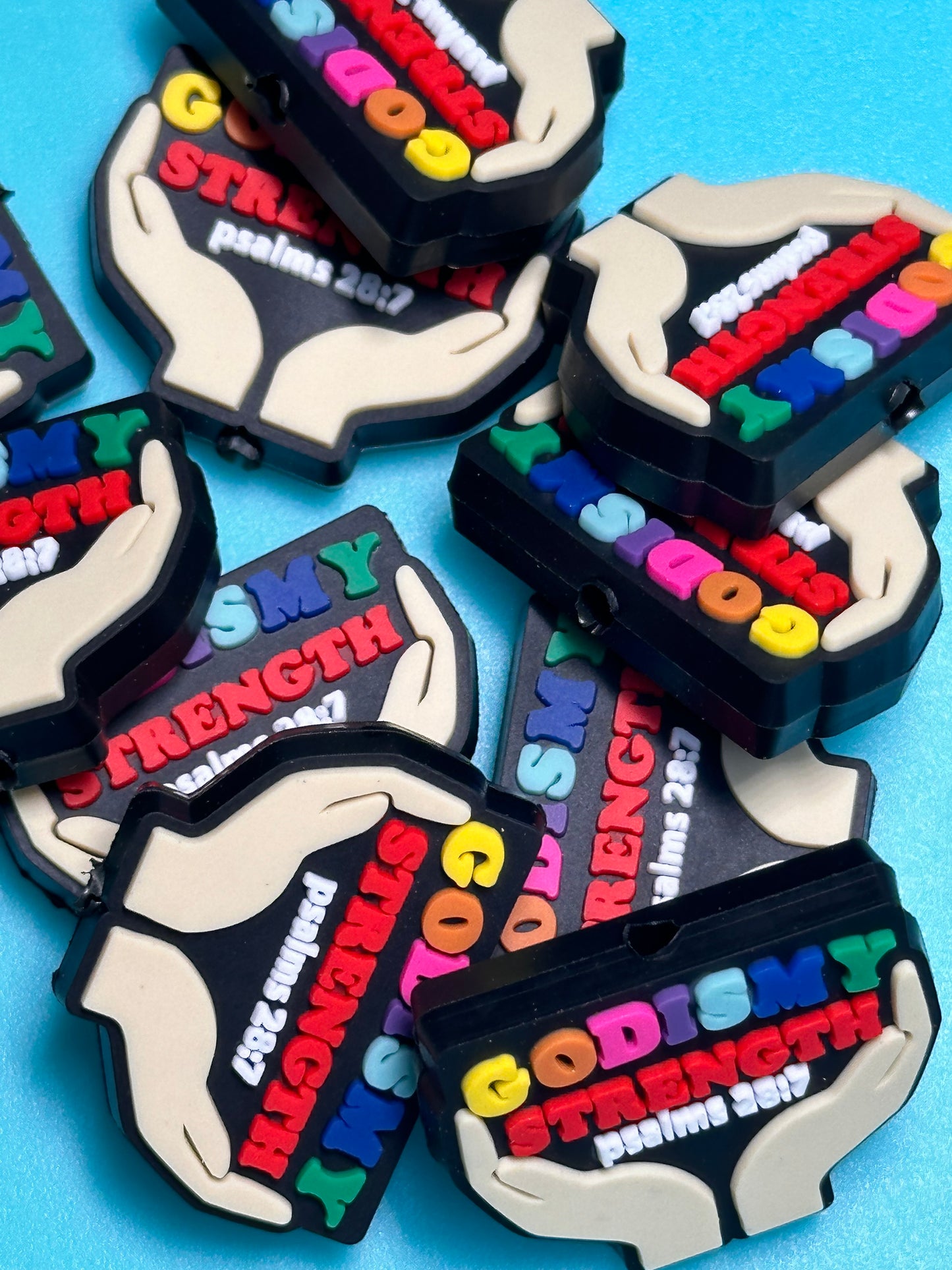 God is my strength beads /Focal Bead/ beadable pen/ Silicone bead/ keychain beads/ religious/ Faith