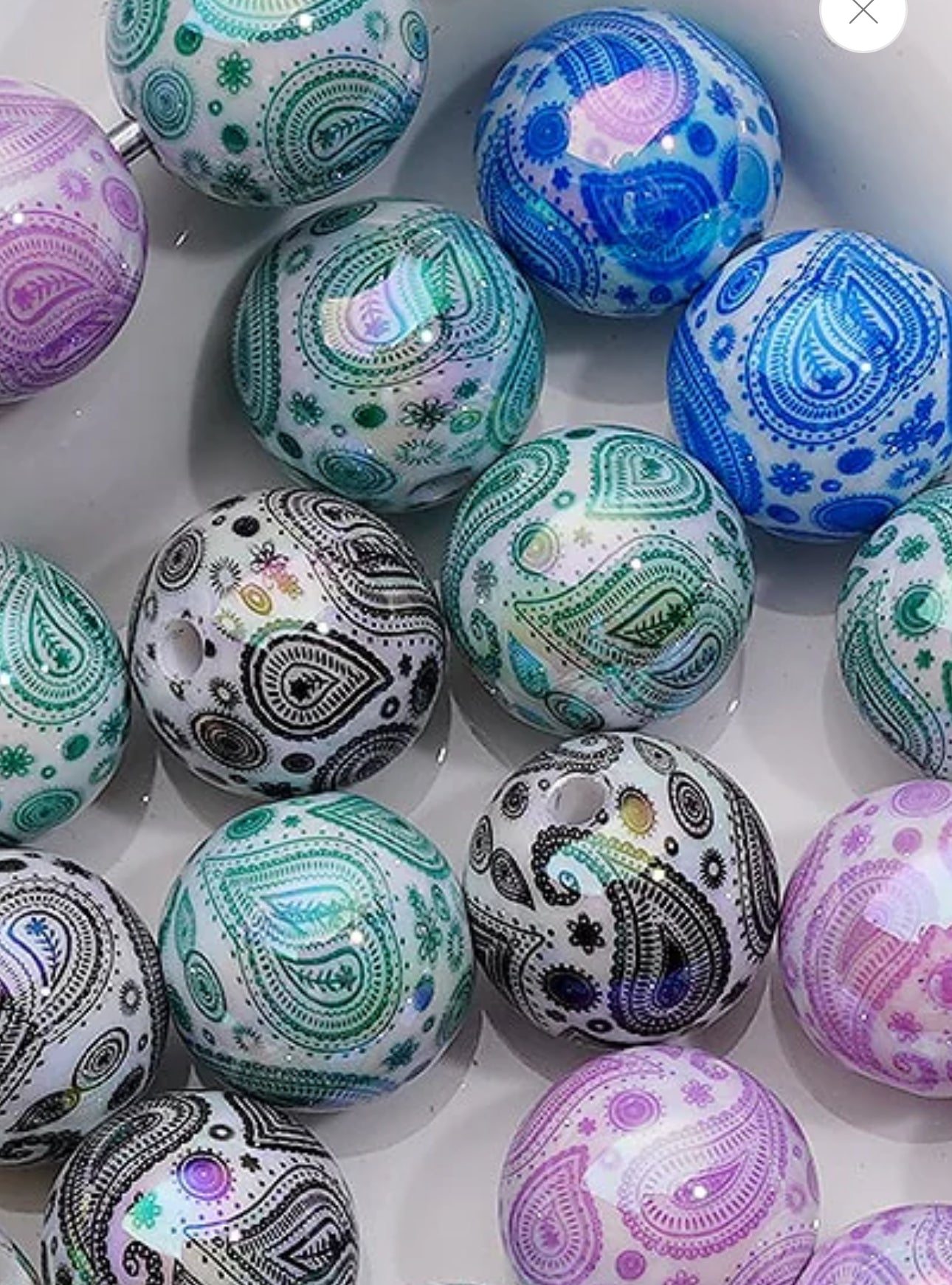 Ten (10) acrylic assorted color amoeba pattern round shaped beads included/ jewelry Bead/ beadable pen beads/ keychain bead/ DIY/ shiny unique 16mm beads UV coated