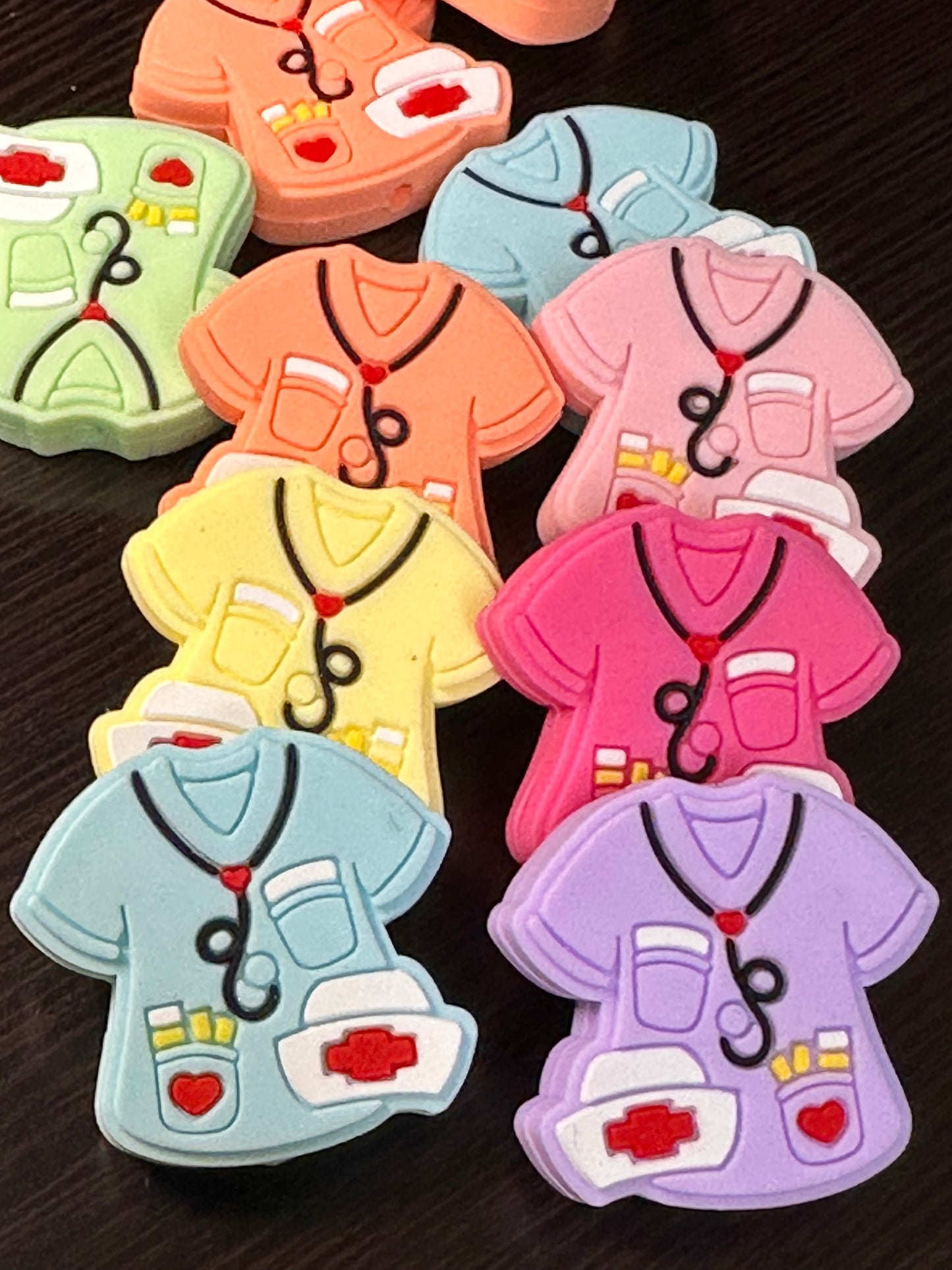 Nurse scrubs silicone focal bead
