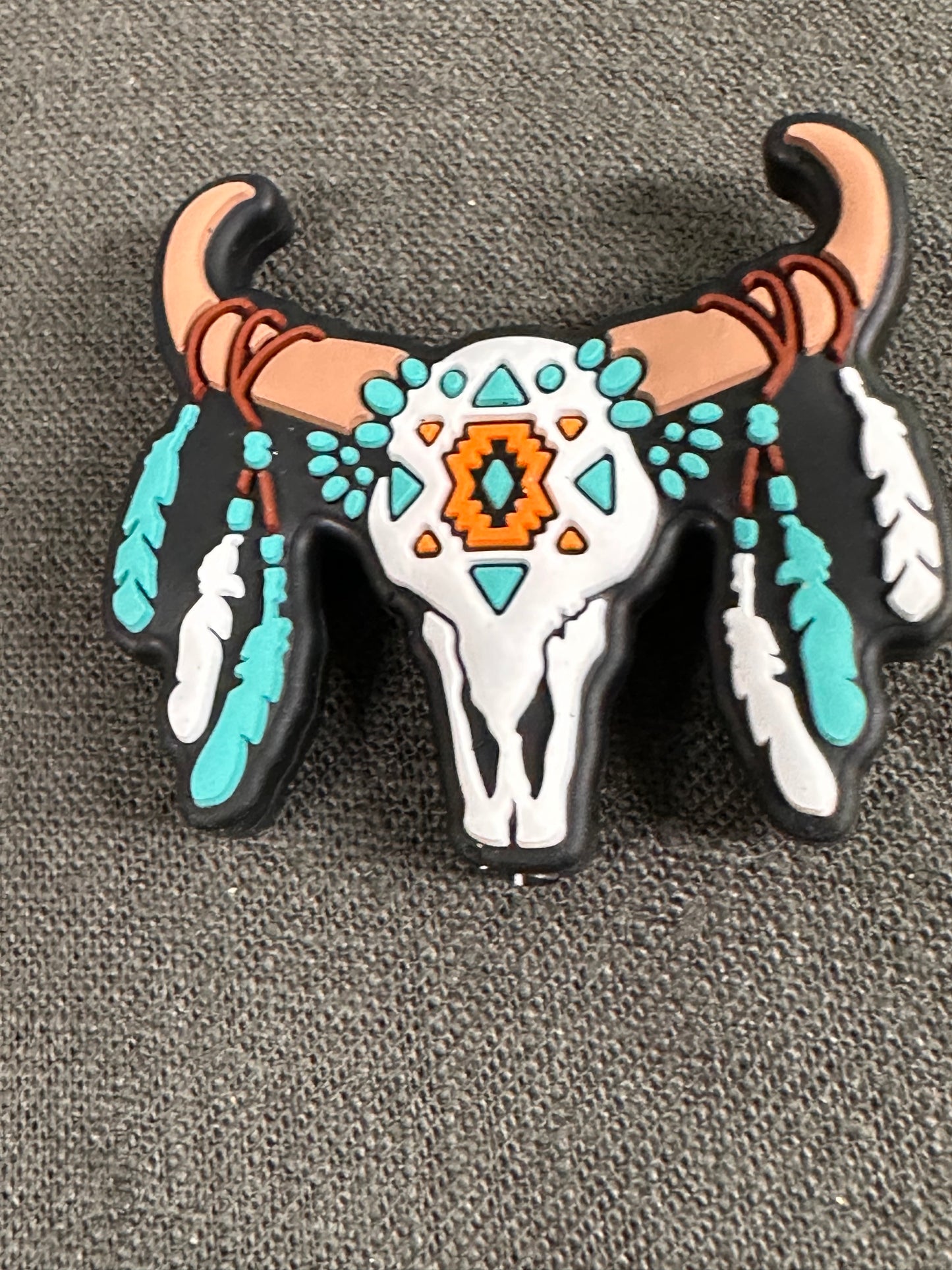 Western Steer skull Focal Bead/ beadable pen/ Silicone bead/keychain bead/
