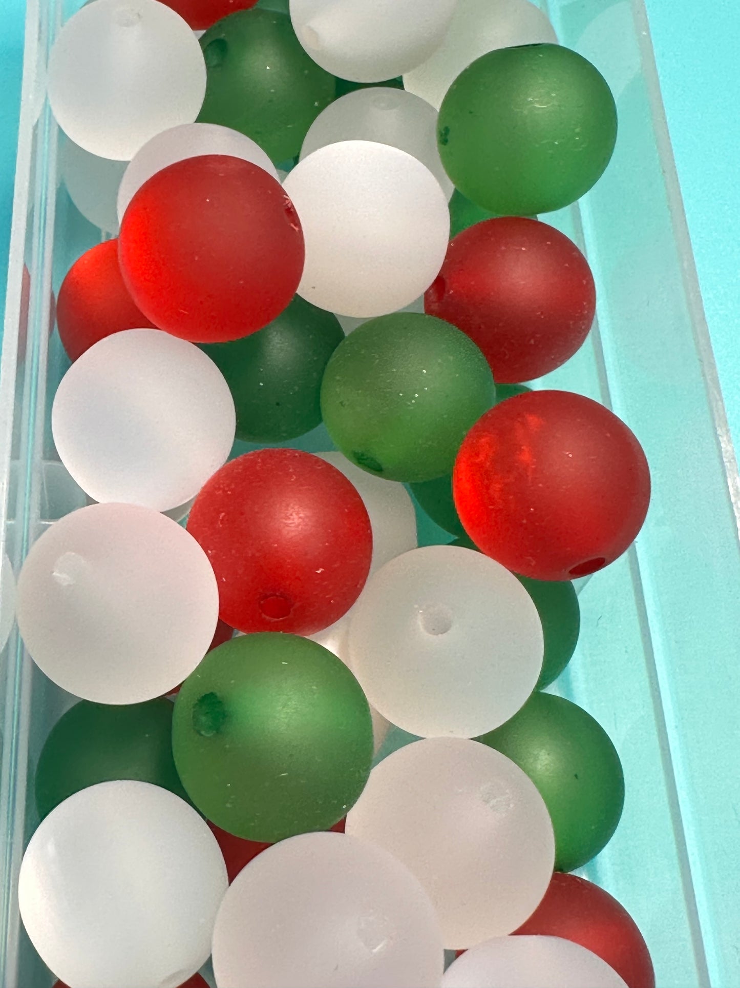 Acrylic red, green, and white beads included/ Bead/ beadable pen/ keychain bead/ Christmas bead/ Ten (10) beads