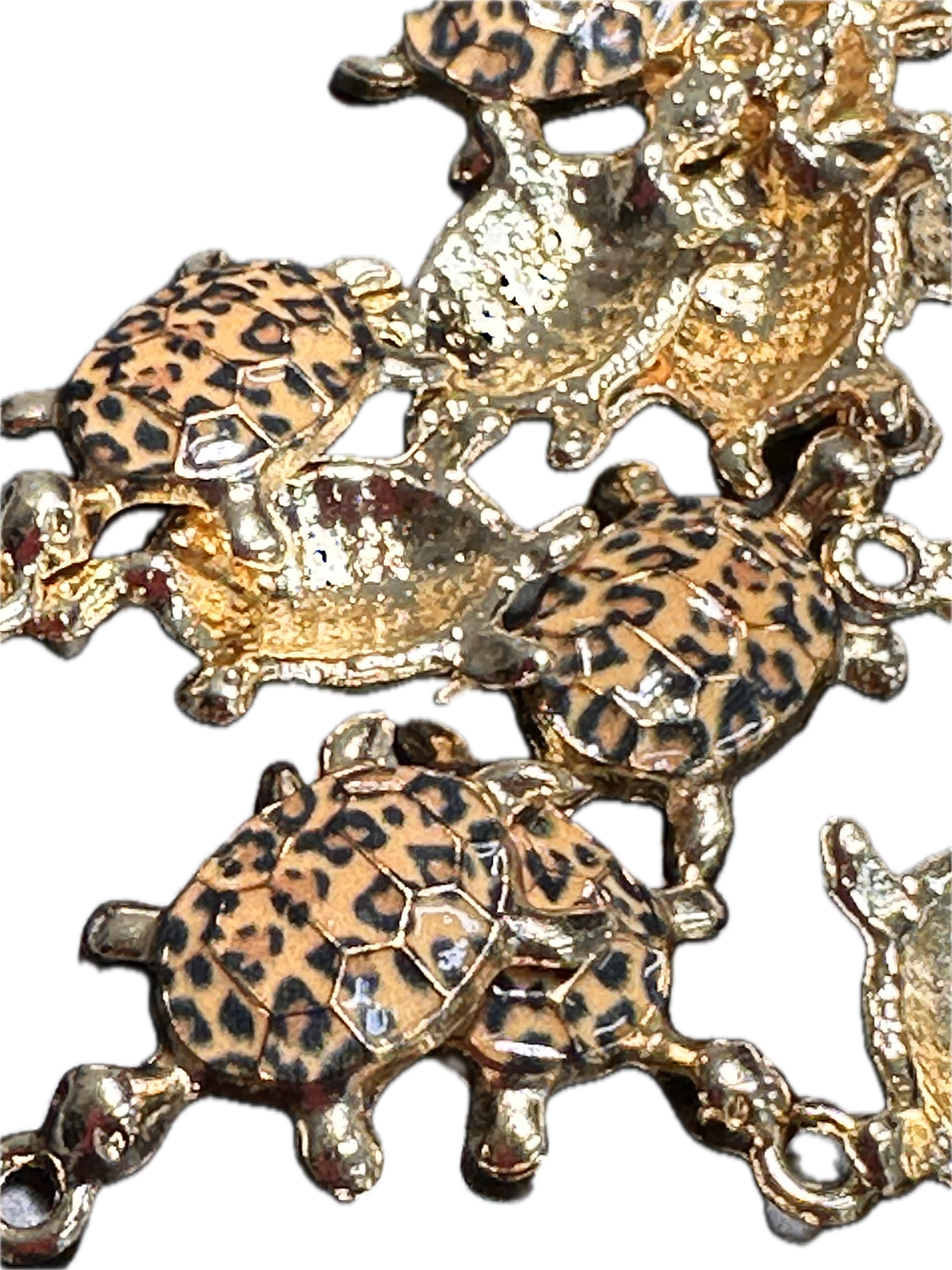 Leopard print enameled metal turtle charms/ DIY-earrings,necklace,charm bracelet/ sea turtle