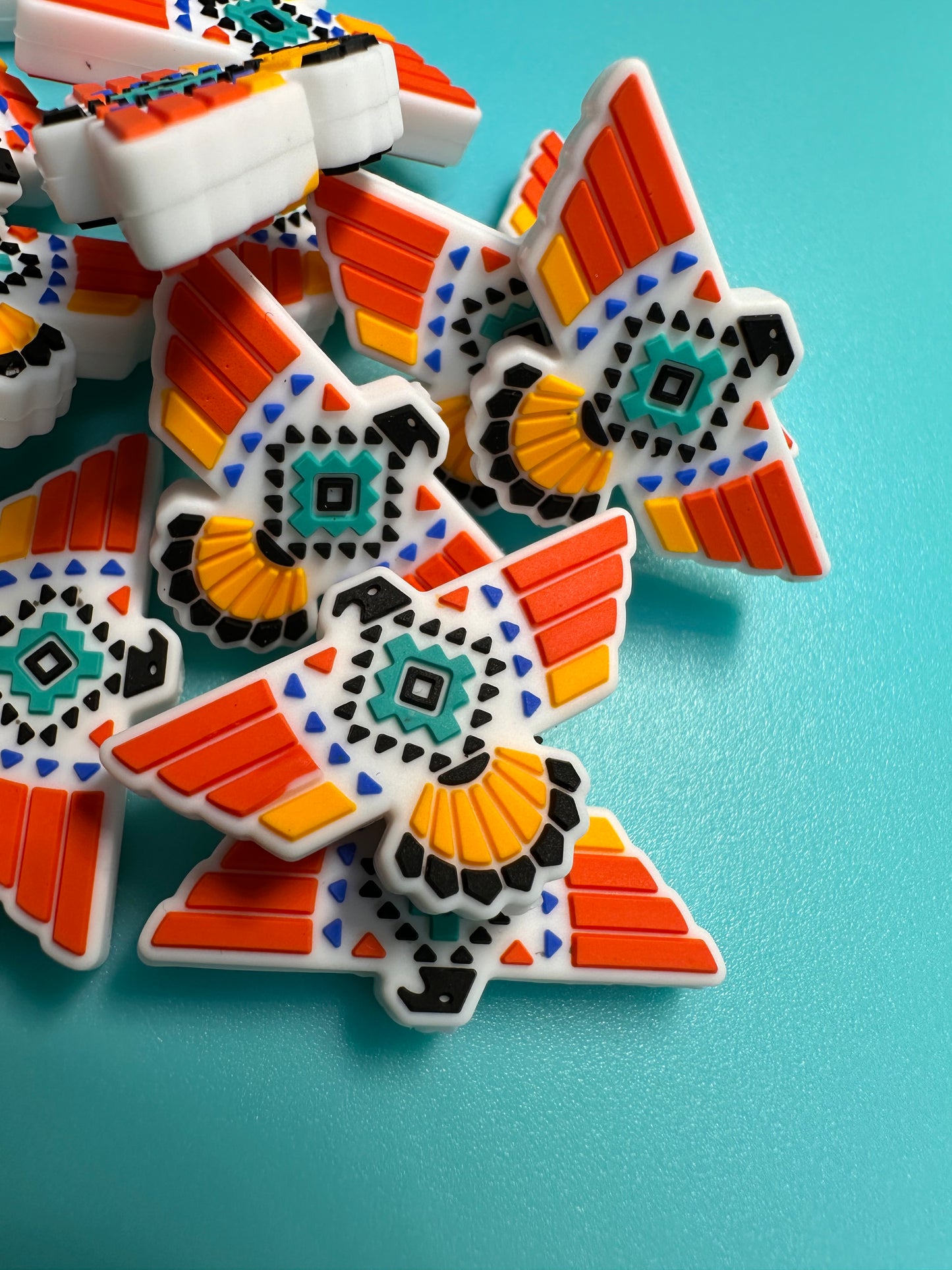 Western Aztec Eagle Focal Bead/ beadable pen/ Silicone bead/ keychain bead/Navajo