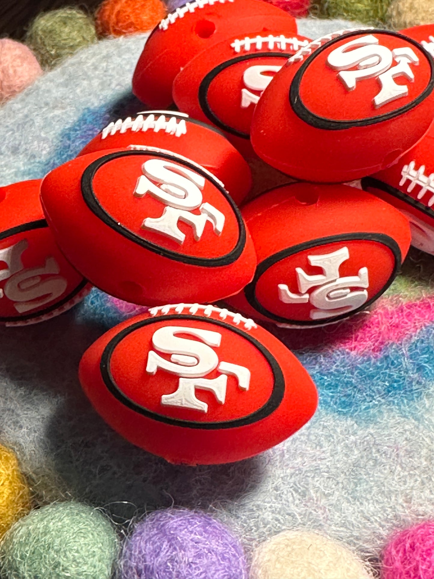 3D football shaped San Francisco 49ers focal bead/ SF
