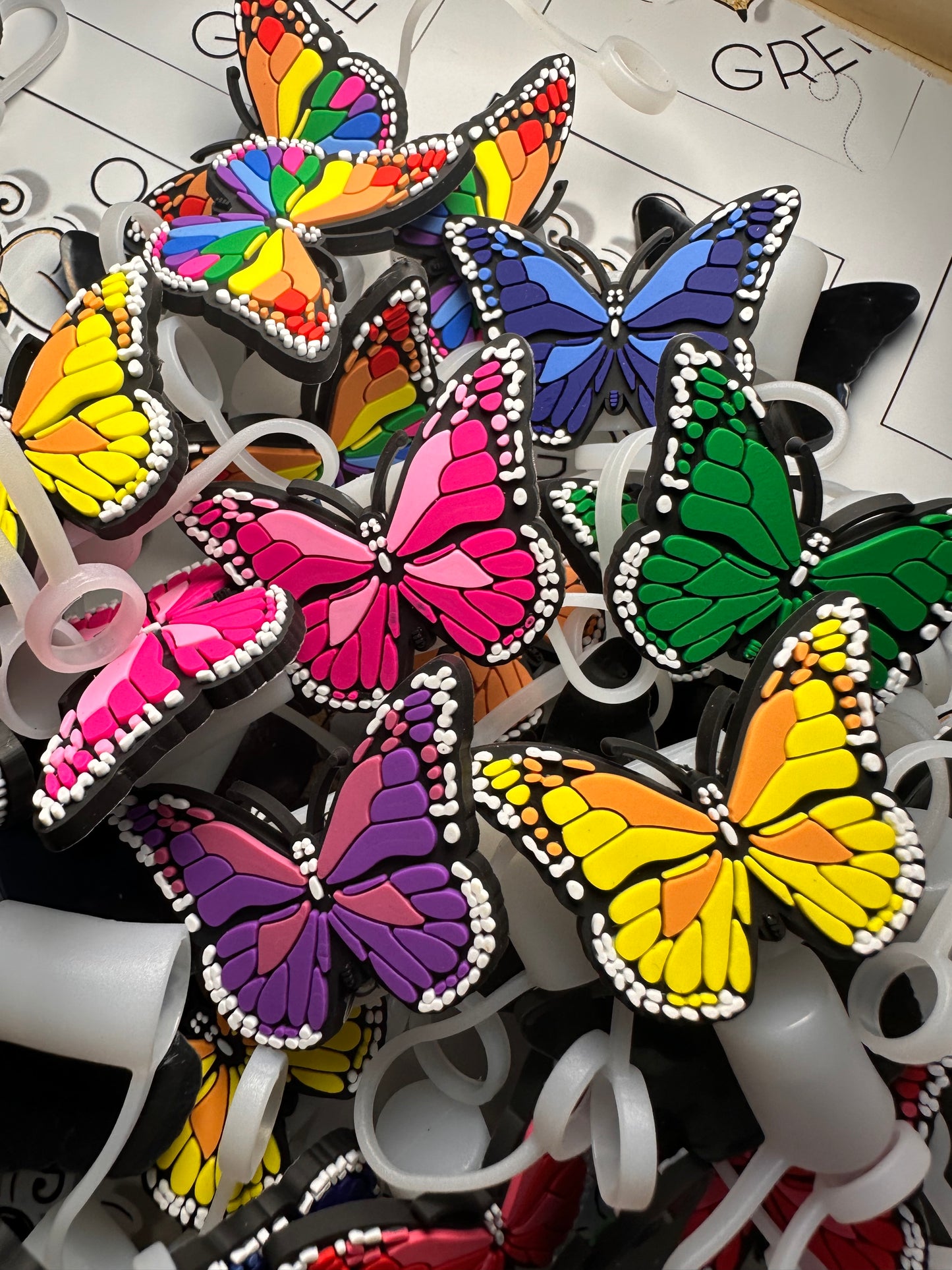 Butterfly straw toppers/ fits 30-40 oz tumbler cups /Butterfly 22mm +