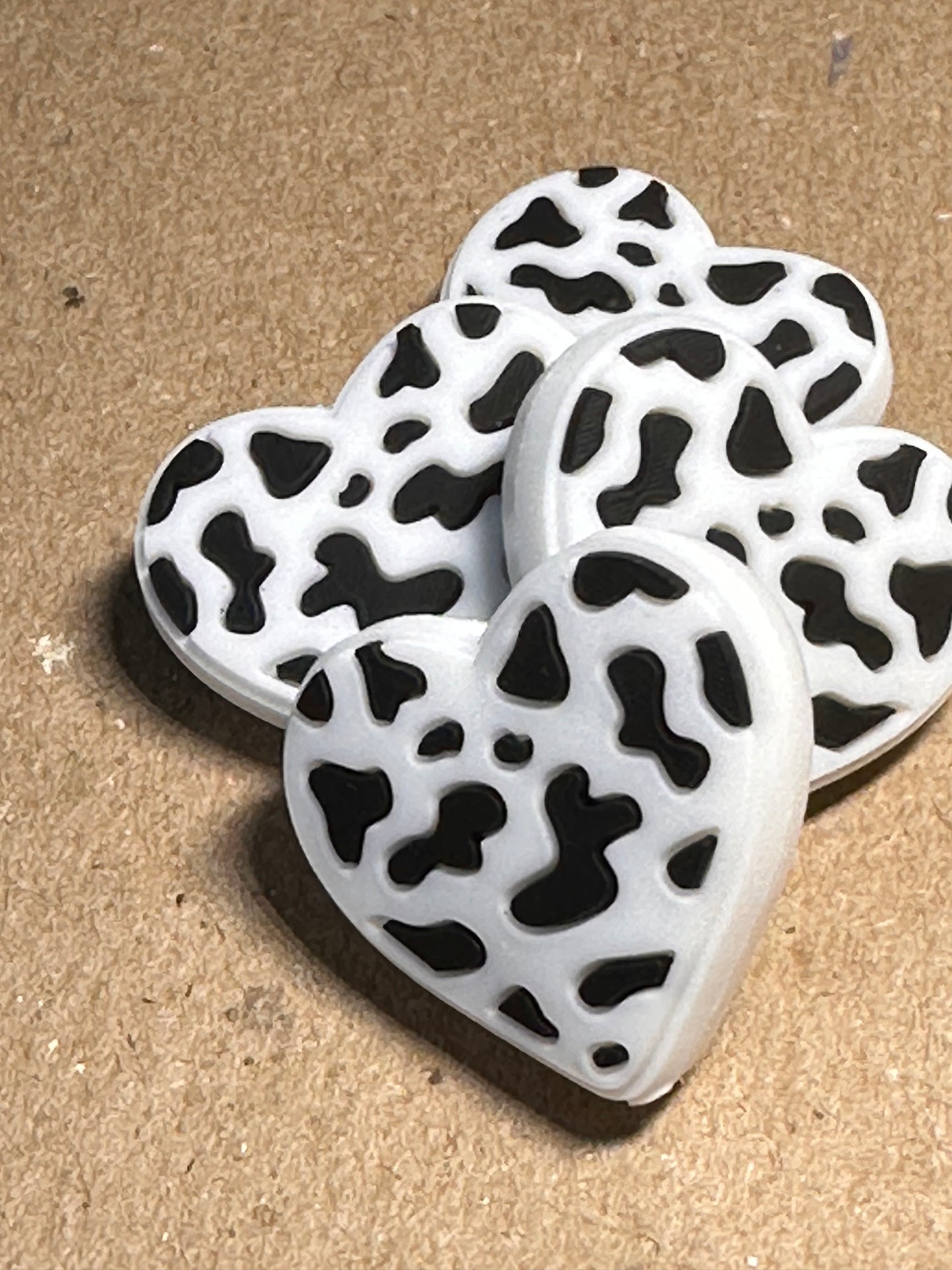 Cow print star and heart Focal Bead