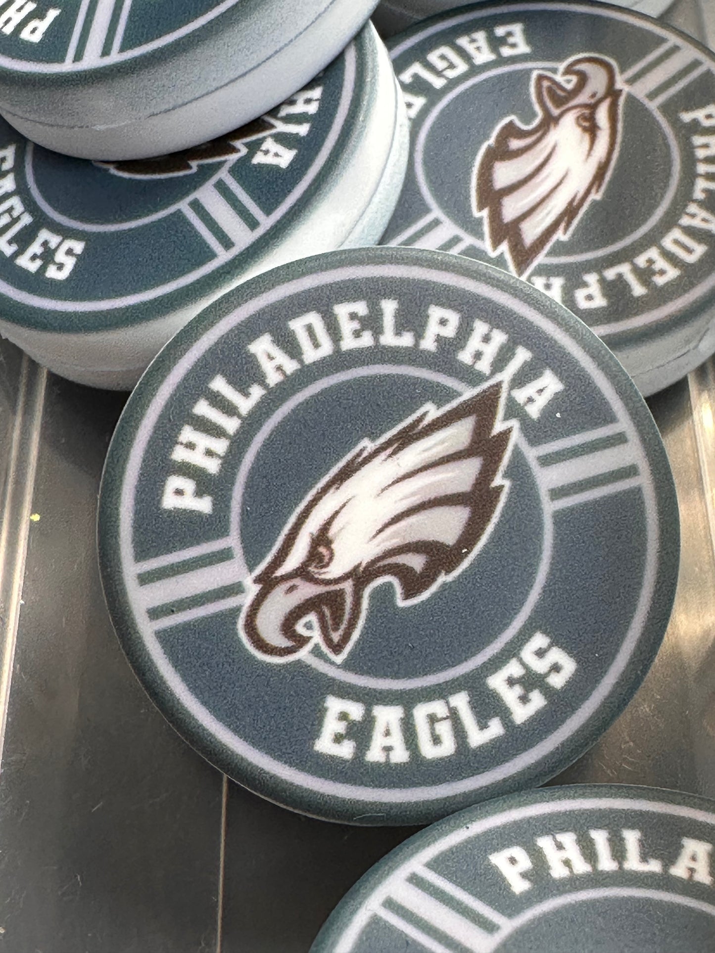 NEW Eagles focal bead/ football/ printed silicone bead