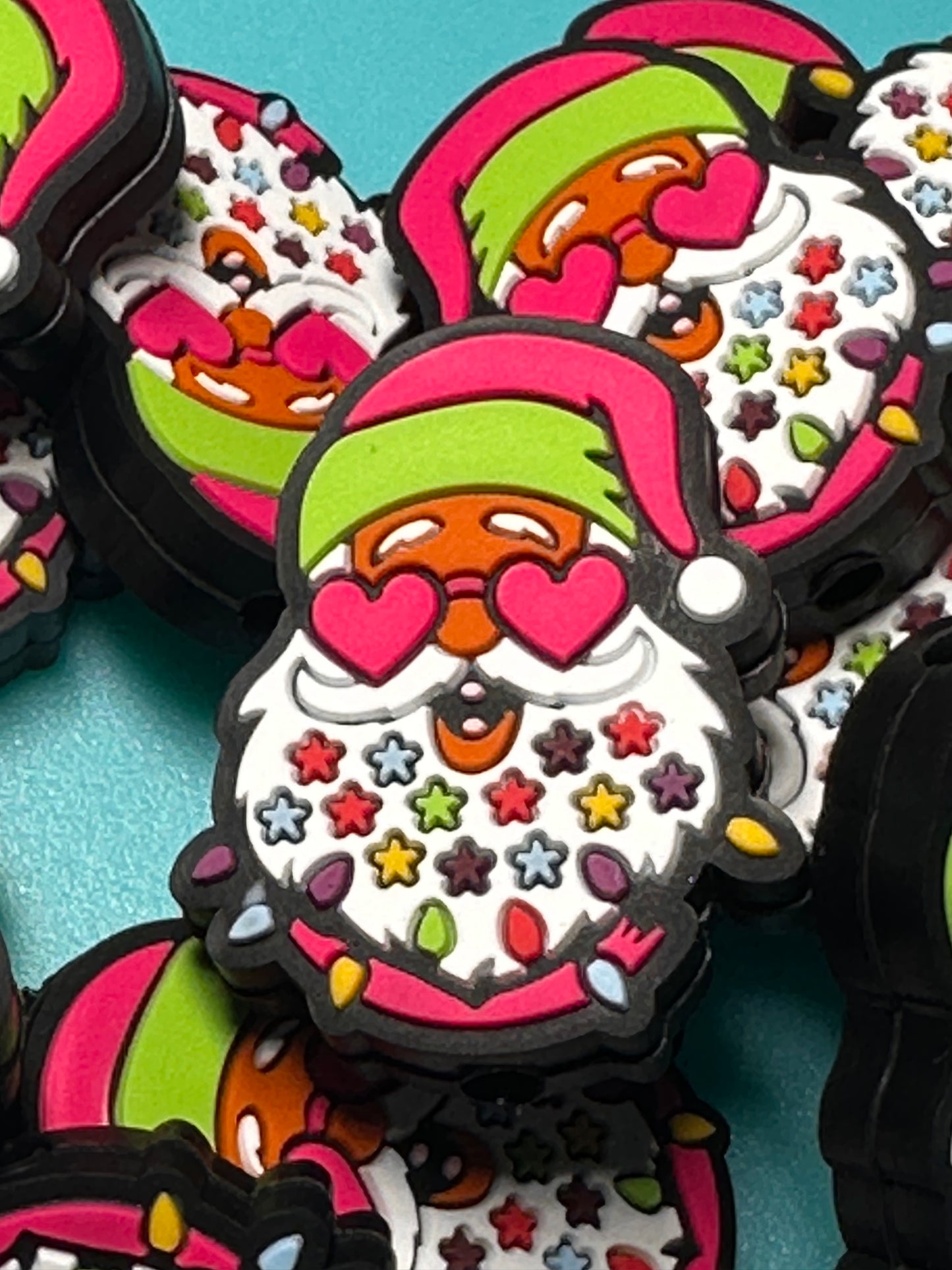 Groovy Santa/ Santa Claus/ Sleigh/ Focal Bead/ beadable pen/ Silicone bead/ keychain bead/ Christmas