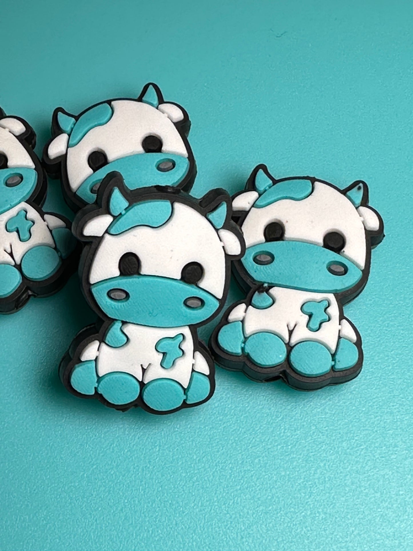 Colorful Cow Focal Bead/ beadable pen/ Silicone bead/ keychain bead/